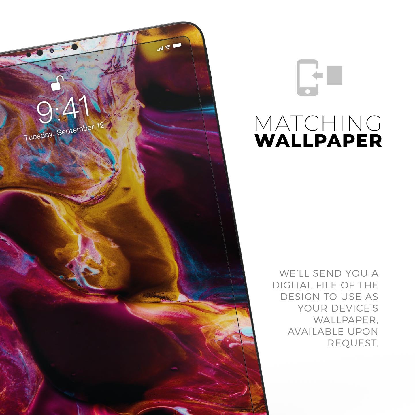 Liquid Abstract Paint V33 skin decal for Apple iPad, showcasing vibrant abstract design and premium 3M material.