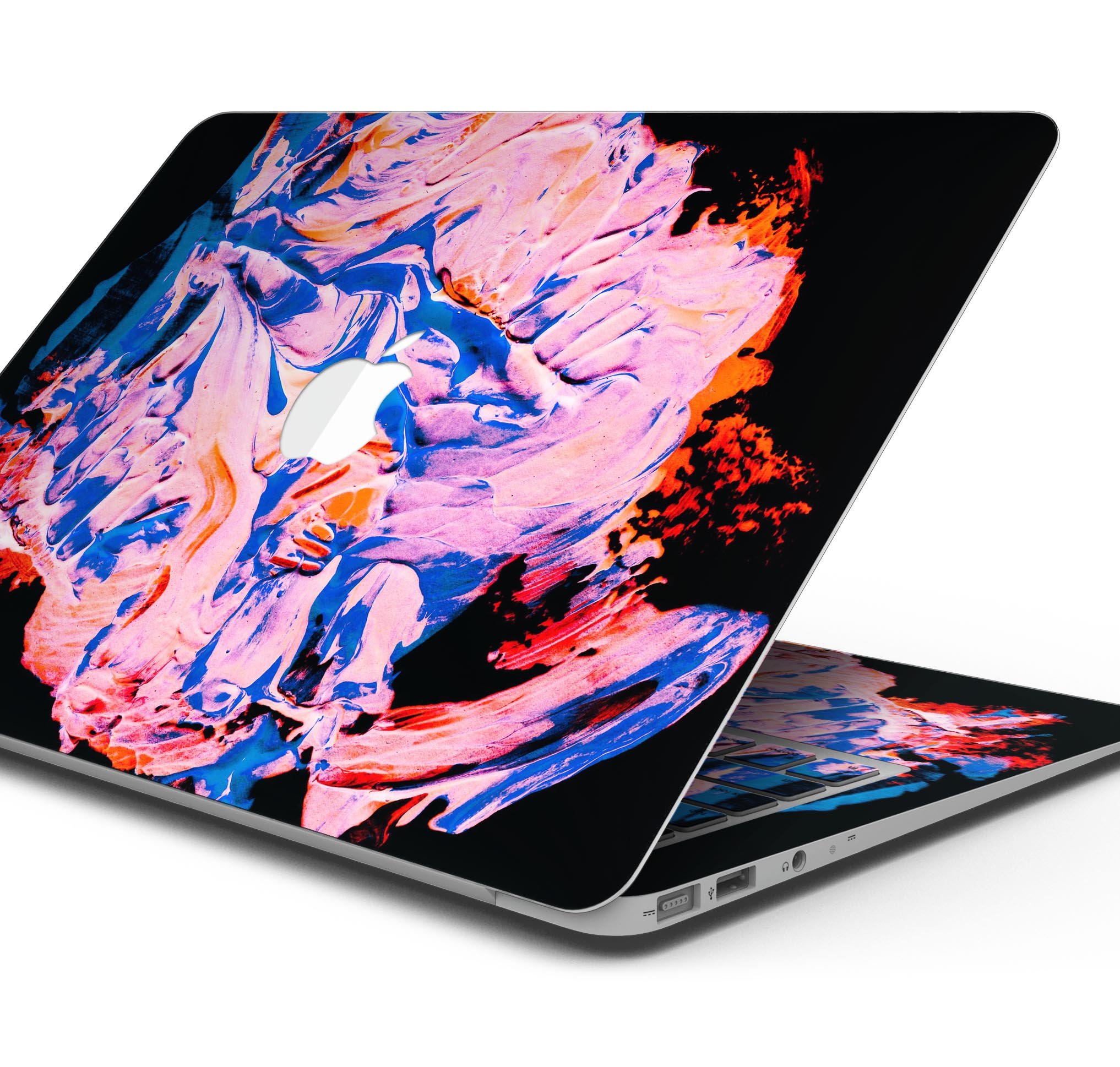 Liquid Abstract Paint V3 skin decal wrap kit for Apple MacBook, showcasing vibrant colors and a sleek design.