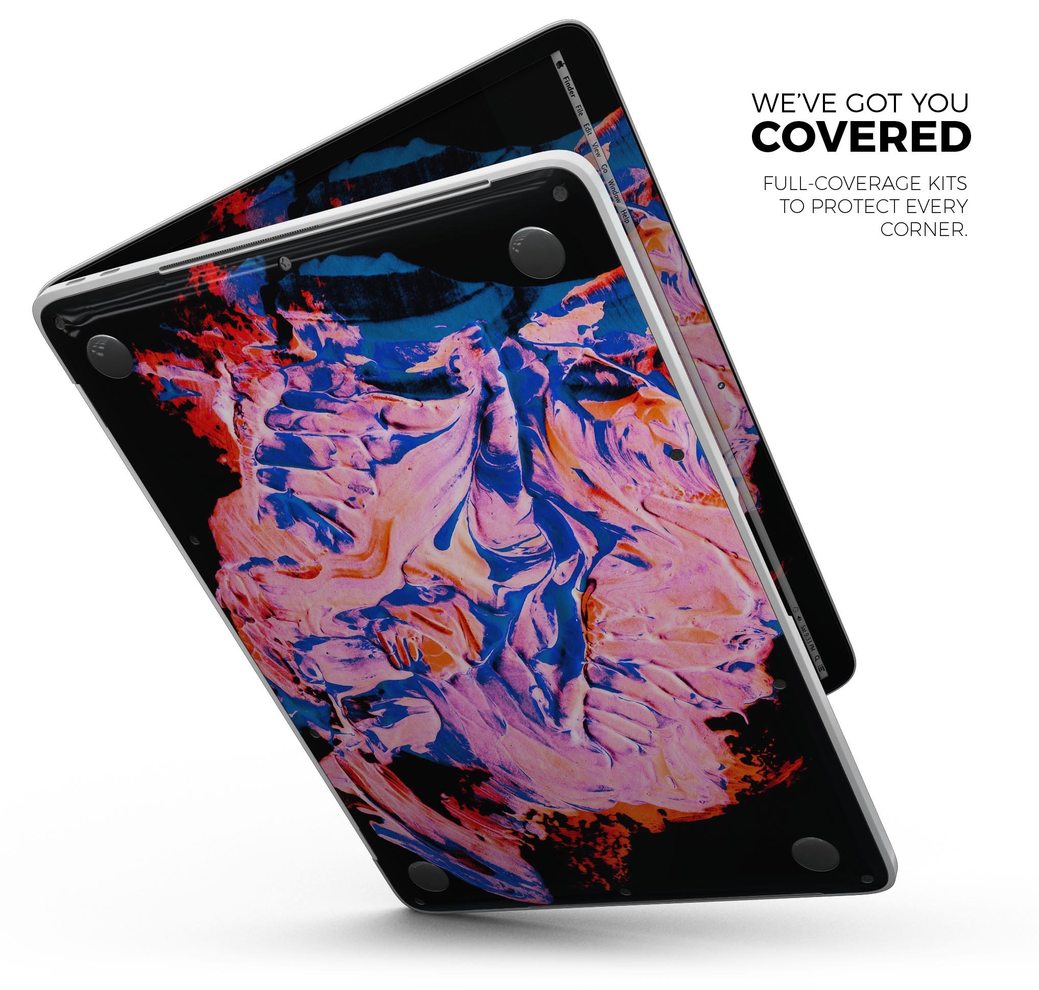 Liquid Abstract Paint V3 skin decal wrap kit for Apple MacBook, showcasing vibrant colors and a sleek design.