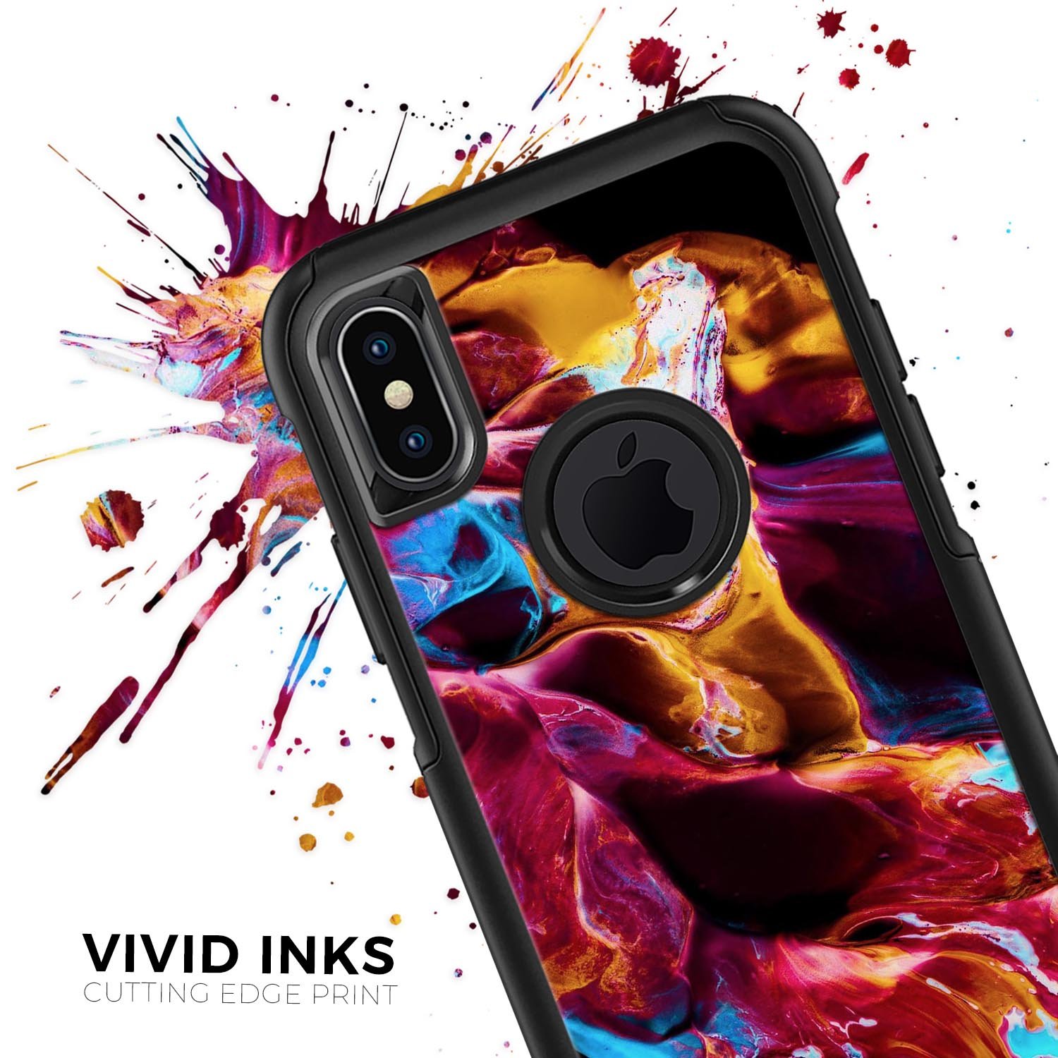 Liquid Abstract Paint V33 Skin Kit for iPhone OtterBox cases featuring vibrant abstract design and premium 3M material.