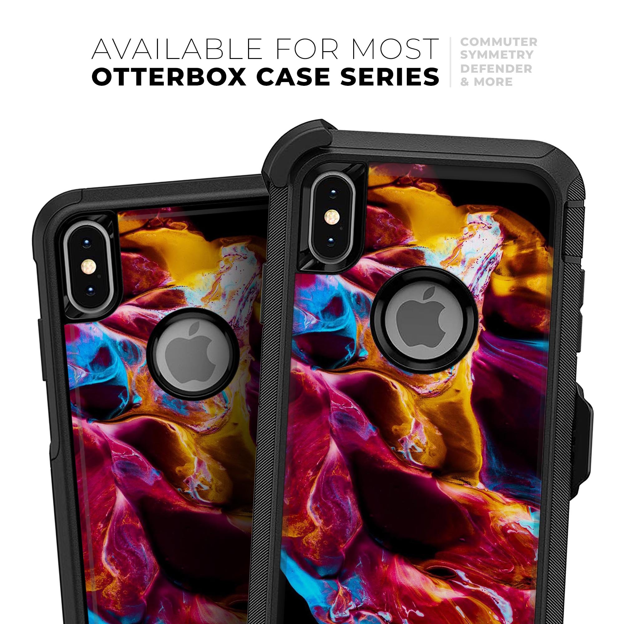 Liquid Abstract Paint V33 Skin Kit for iPhone OtterBox cases featuring vibrant abstract design and premium 3M material.