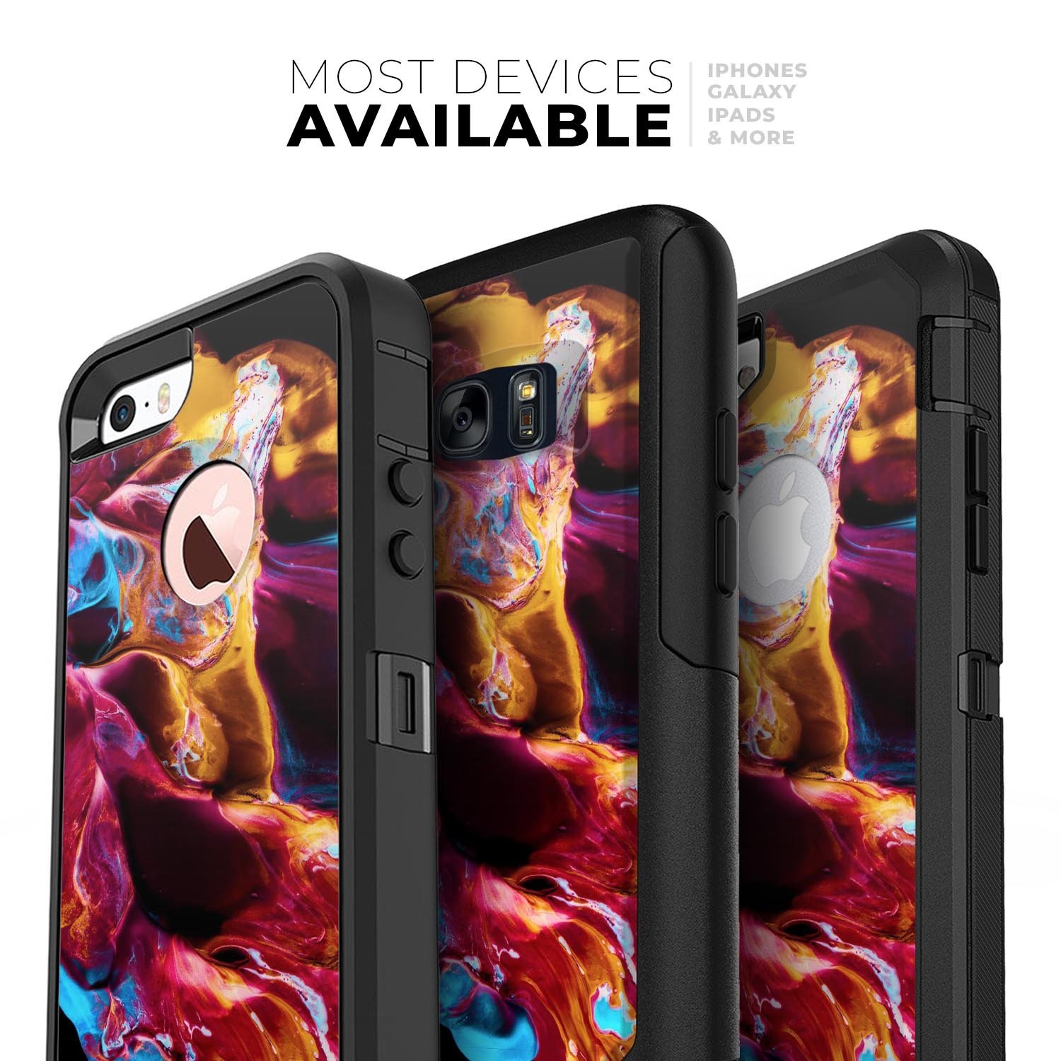 Liquid Abstract Paint V33 Skin Kit for iPhone OtterBox cases featuring vibrant abstract design and premium 3M material.