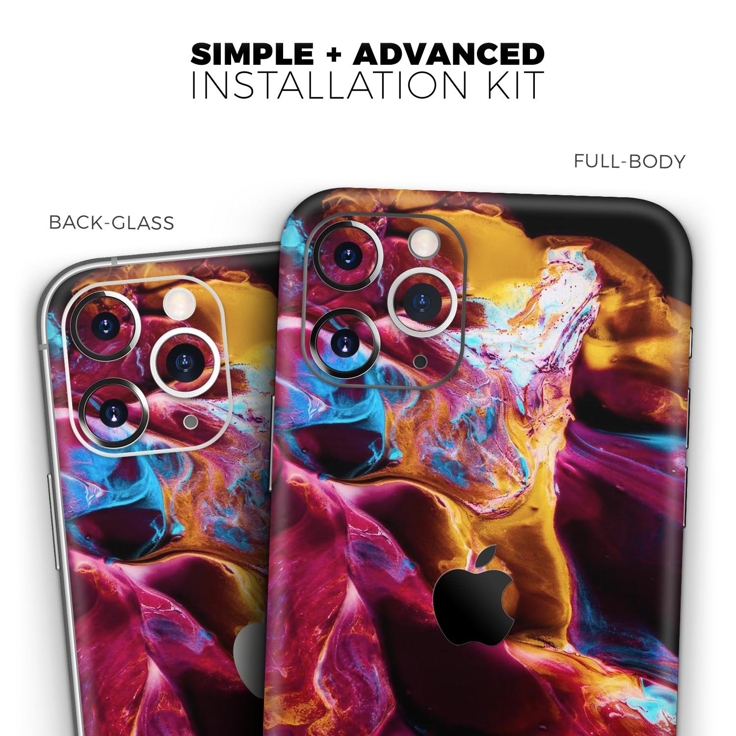 Liquid Abstract Paint V33 skin for Apple iPhone, showcasing vibrant colors and a sleek design, perfect for personalizing your device.