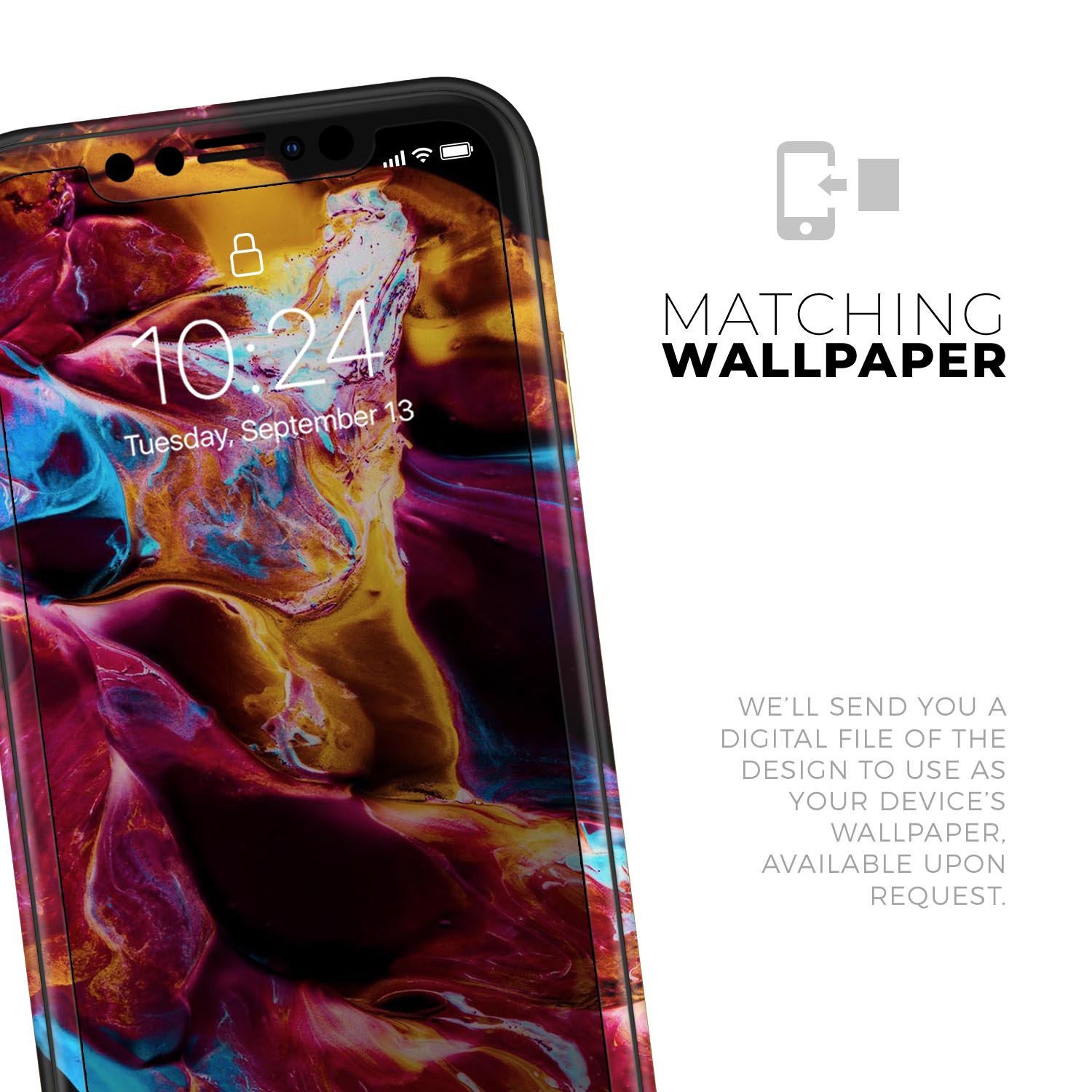 Liquid Abstract Paint V33 skin for Apple iPhone, showcasing vibrant colors and a sleek design, perfect for personalizing your device.