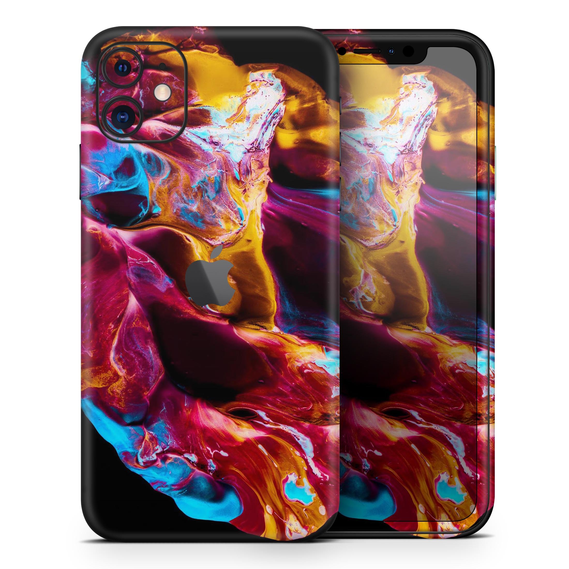 Liquid Abstract Paint V33 skin for Apple iPhone, showcasing vibrant colors and a sleek design, perfect for personalizing your device.