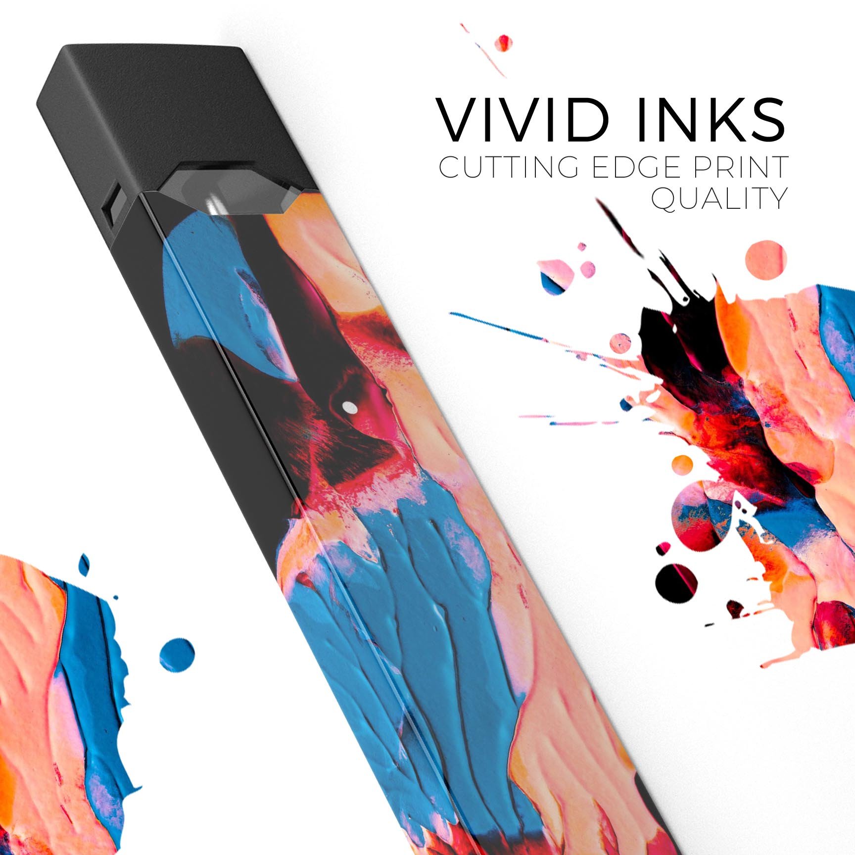 Liquid Abstract Paint V30 skin-wrap sticker designed for JUUL vaping device, showcasing vibrant abstract design and protective features.