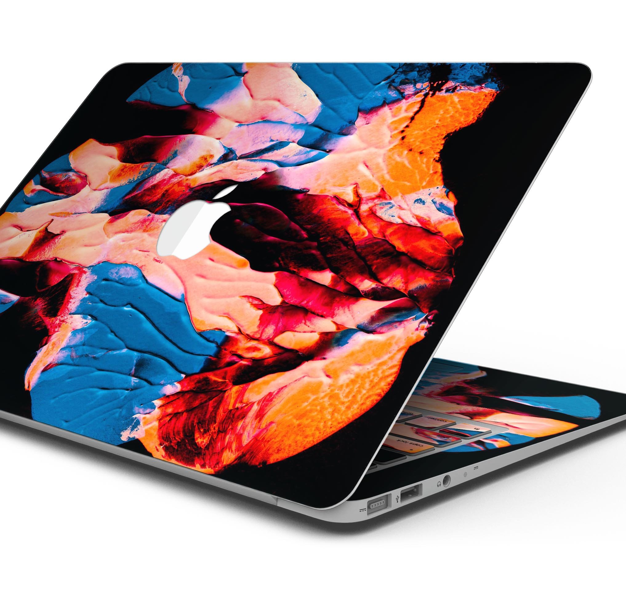 Liquid Abstract Paint V30 skin decal wrap kit for MacBook, showcasing vibrant colors and a sleek design.