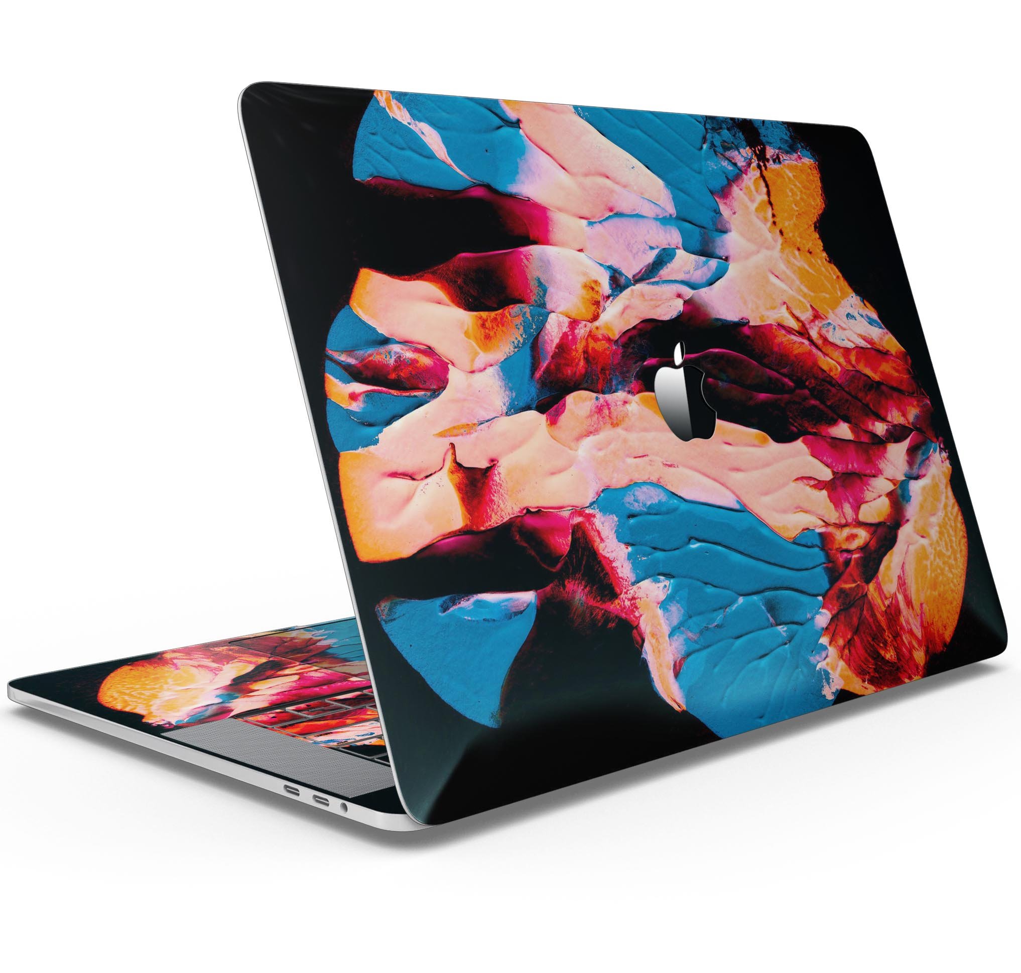 Liquid Abstract Paint V30 skin decal wrap kit for MacBook, showcasing vibrant colors and a sleek design.