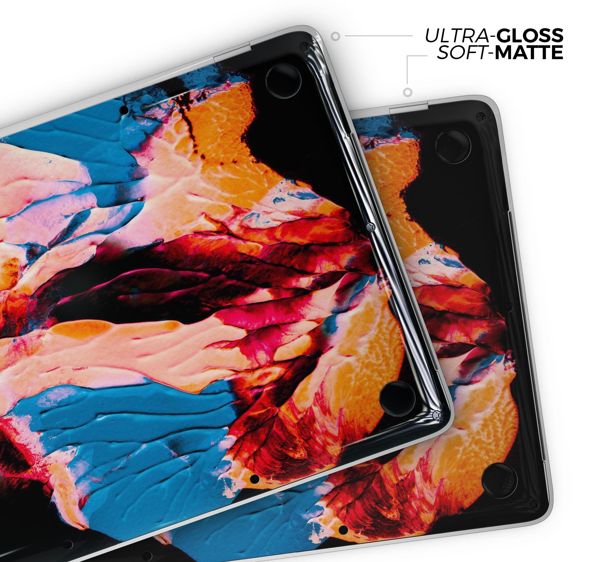 Liquid Abstract Paint V30 skin decal wrap kit for MacBook, showcasing vibrant colors and a sleek design.