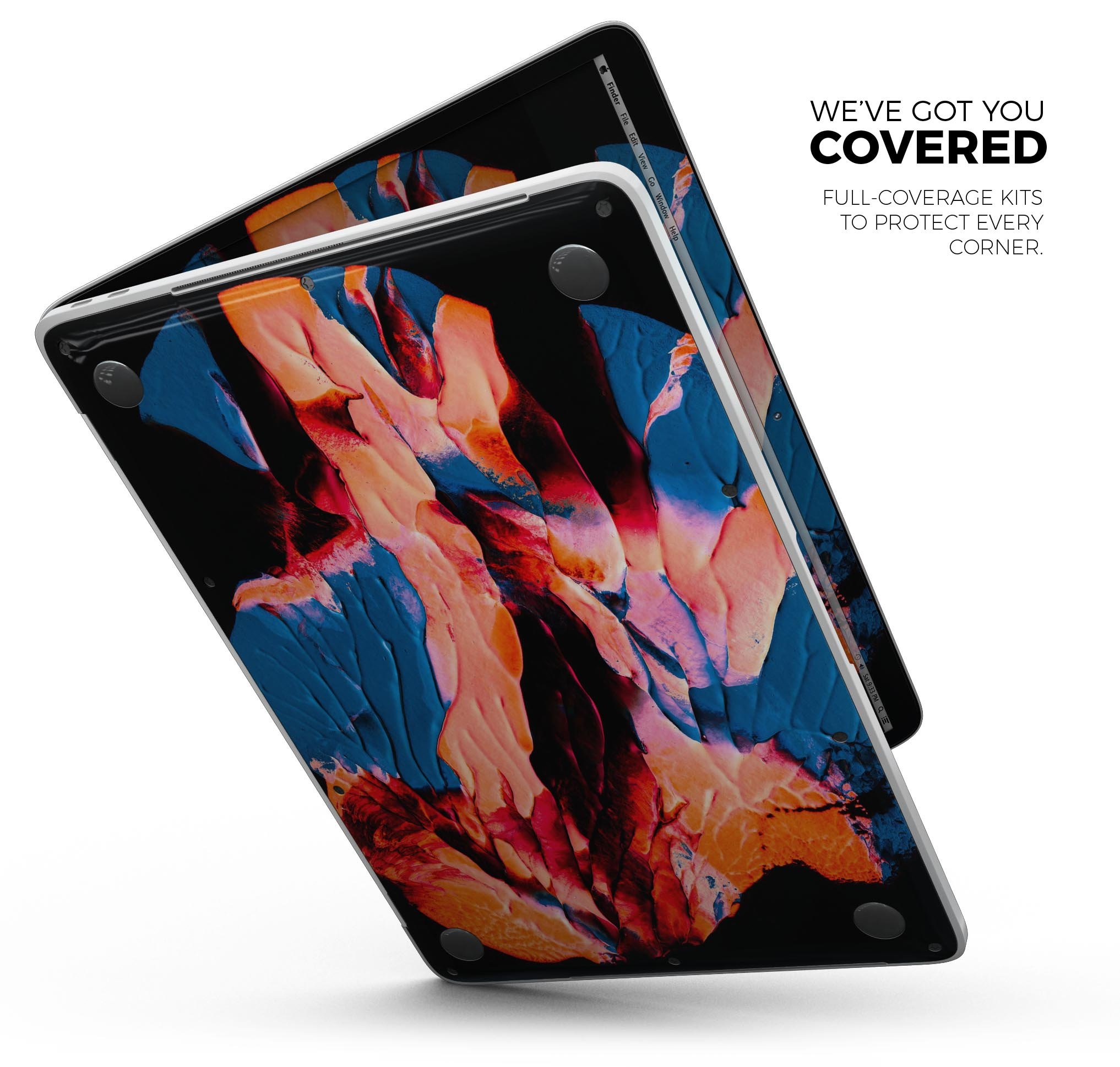 Liquid Abstract Paint V30 skin decal wrap kit for MacBook, showcasing vibrant colors and a sleek design.