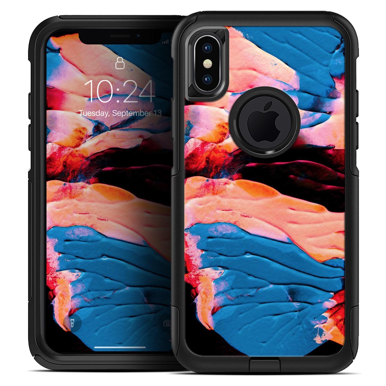 Liquid Abstract Paint V30 Skin Kit for iPhone OtterBox cases featuring vibrant abstract design and premium 3M materials.