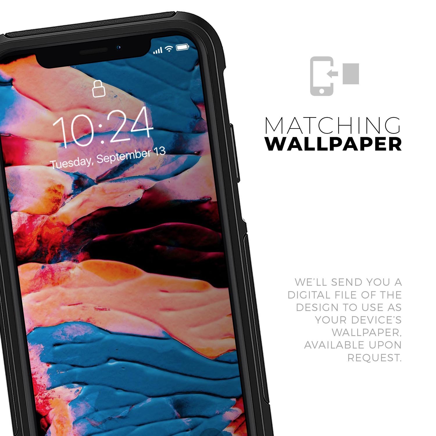 Liquid Abstract Paint V30 Skin Kit for iPhone OtterBox cases featuring vibrant abstract design and premium 3M materials.