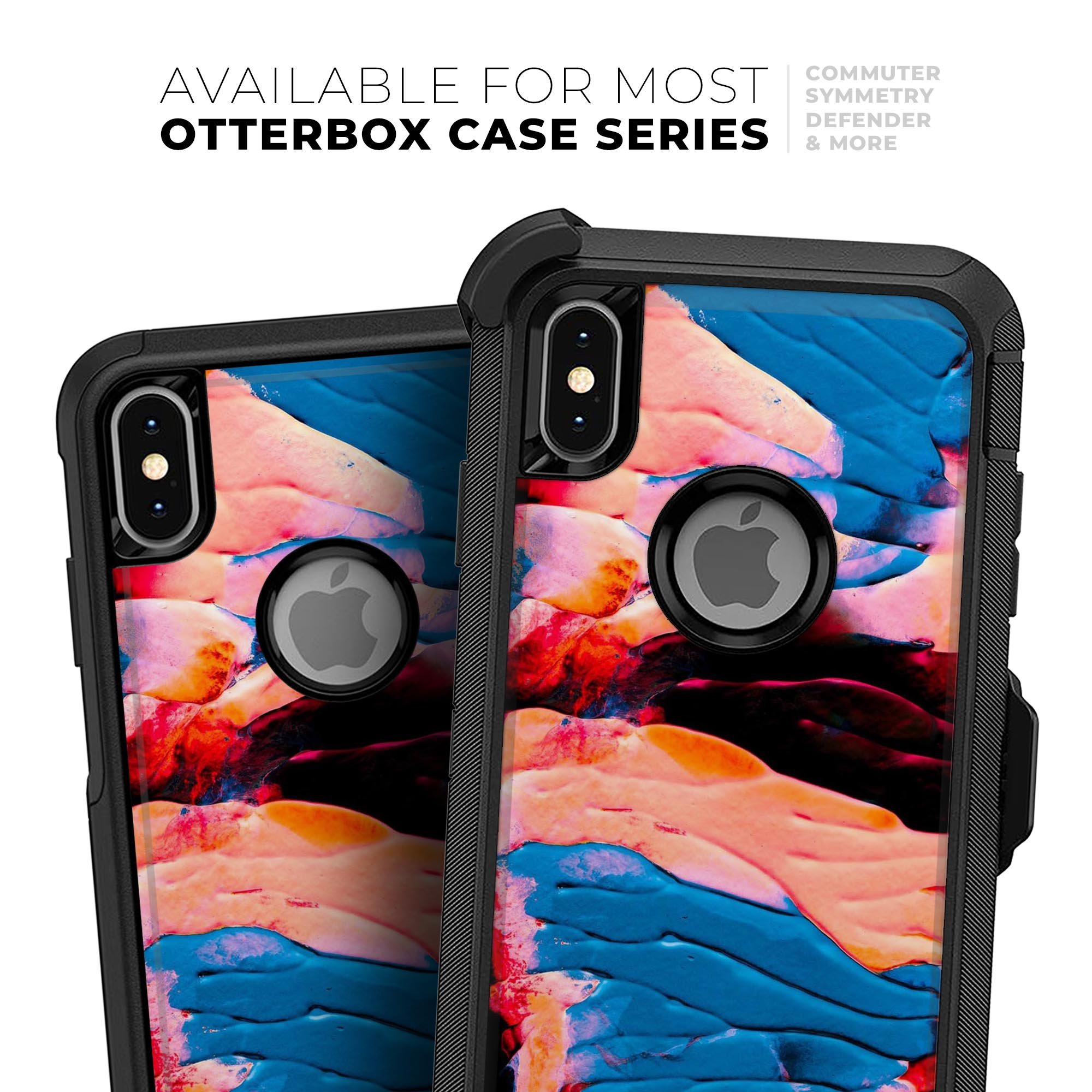 Liquid Abstract Paint V30 Skin Kit for iPhone OtterBox cases featuring vibrant abstract design and premium 3M materials.