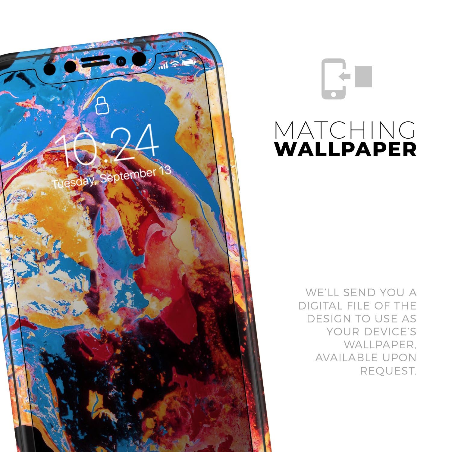 Liquid Abstract Paint V31 skin for Apple iPhone, showcasing vibrant colors and a sleek design.