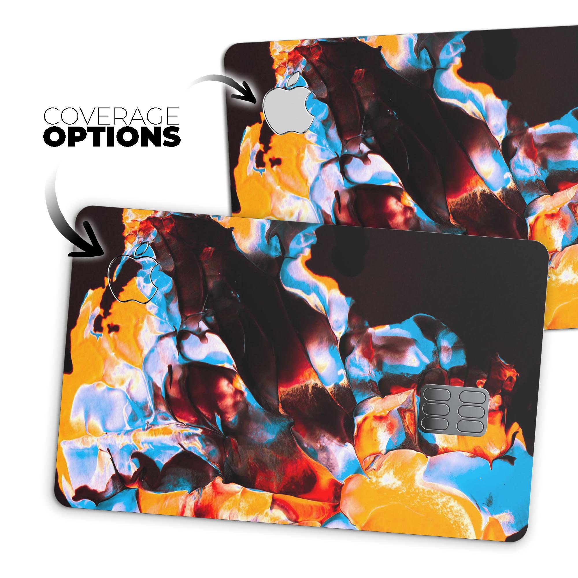 Liquid Abstract Paint V34 skin kit for Apple Card, showcasing premium vinyl design and finishes.