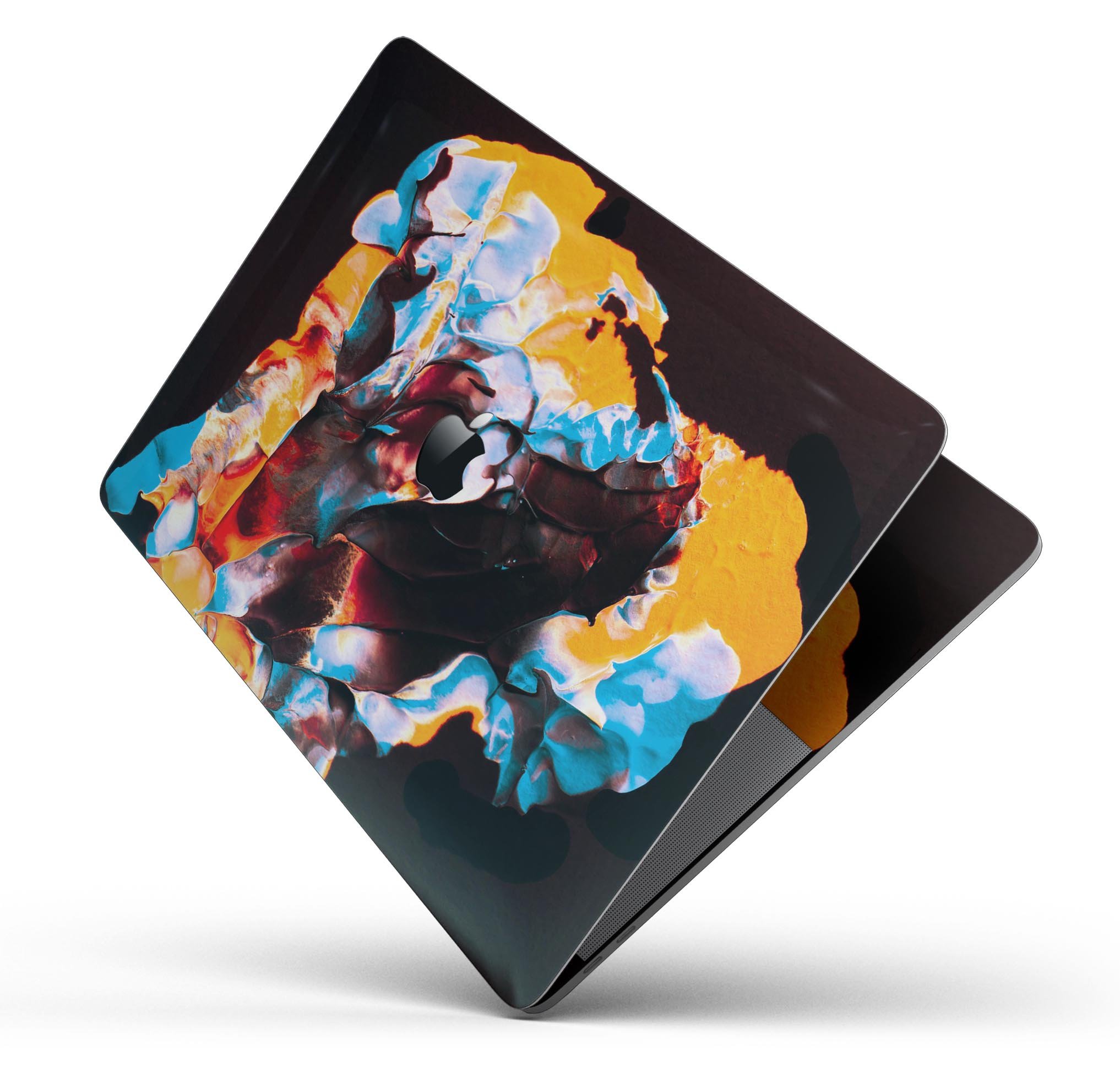 Liquid Abstract Paint V34 skin decal wrap kit for Apple MacBook, showcasing vibrant colors and a sleek design.