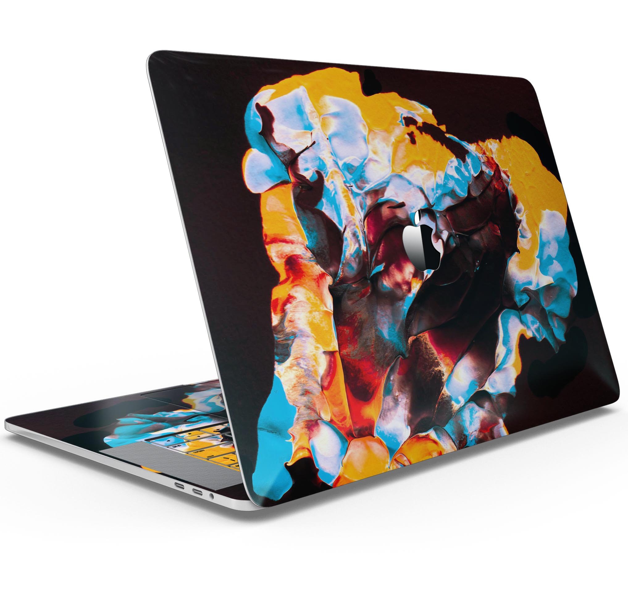 Liquid Abstract Paint V34 skin decal wrap kit for Apple MacBook, showcasing vibrant colors and a sleek design.