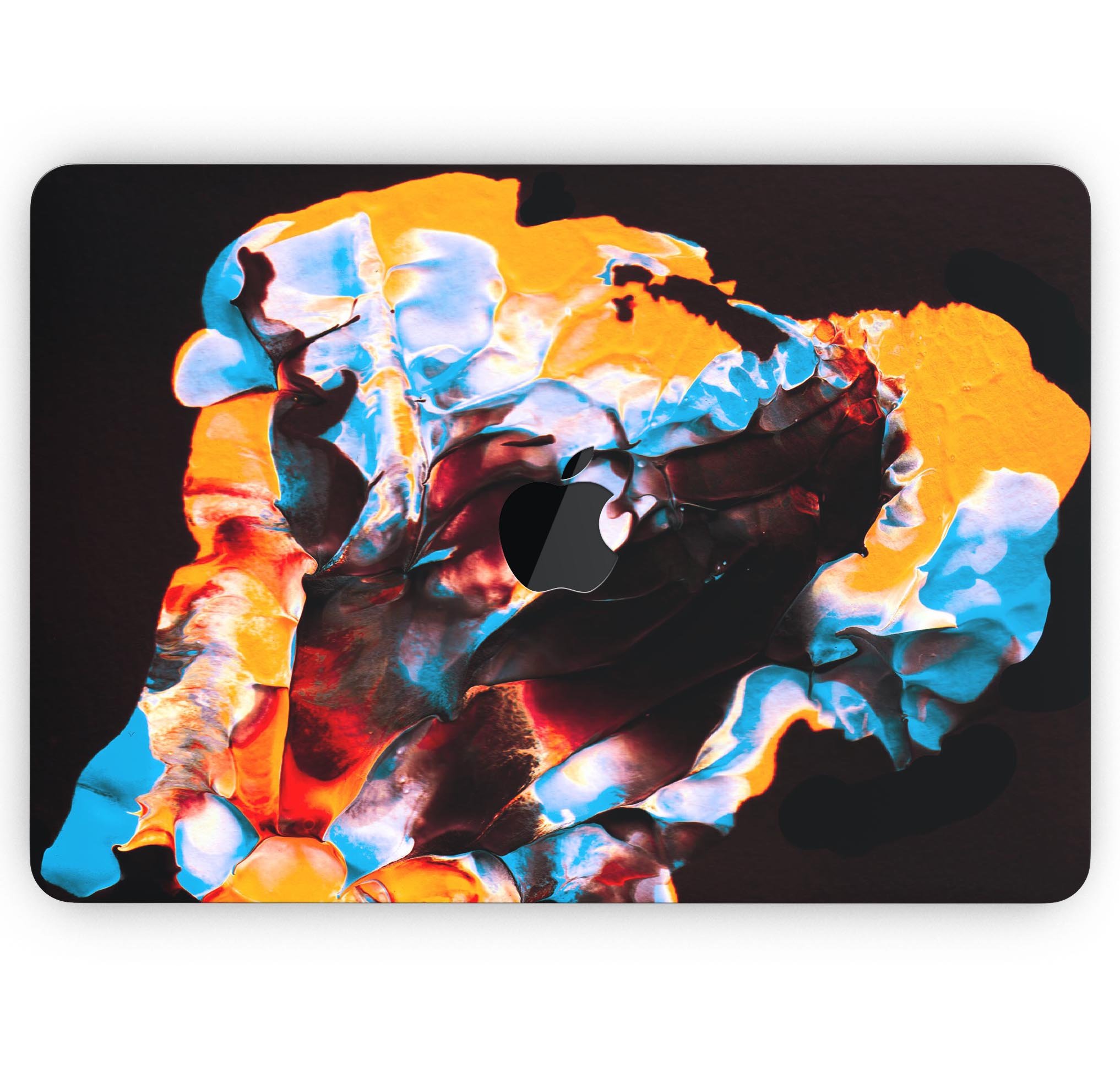 Liquid Abstract Paint V34 skin decal wrap kit for Apple MacBook, showcasing vibrant colors and a sleek design.