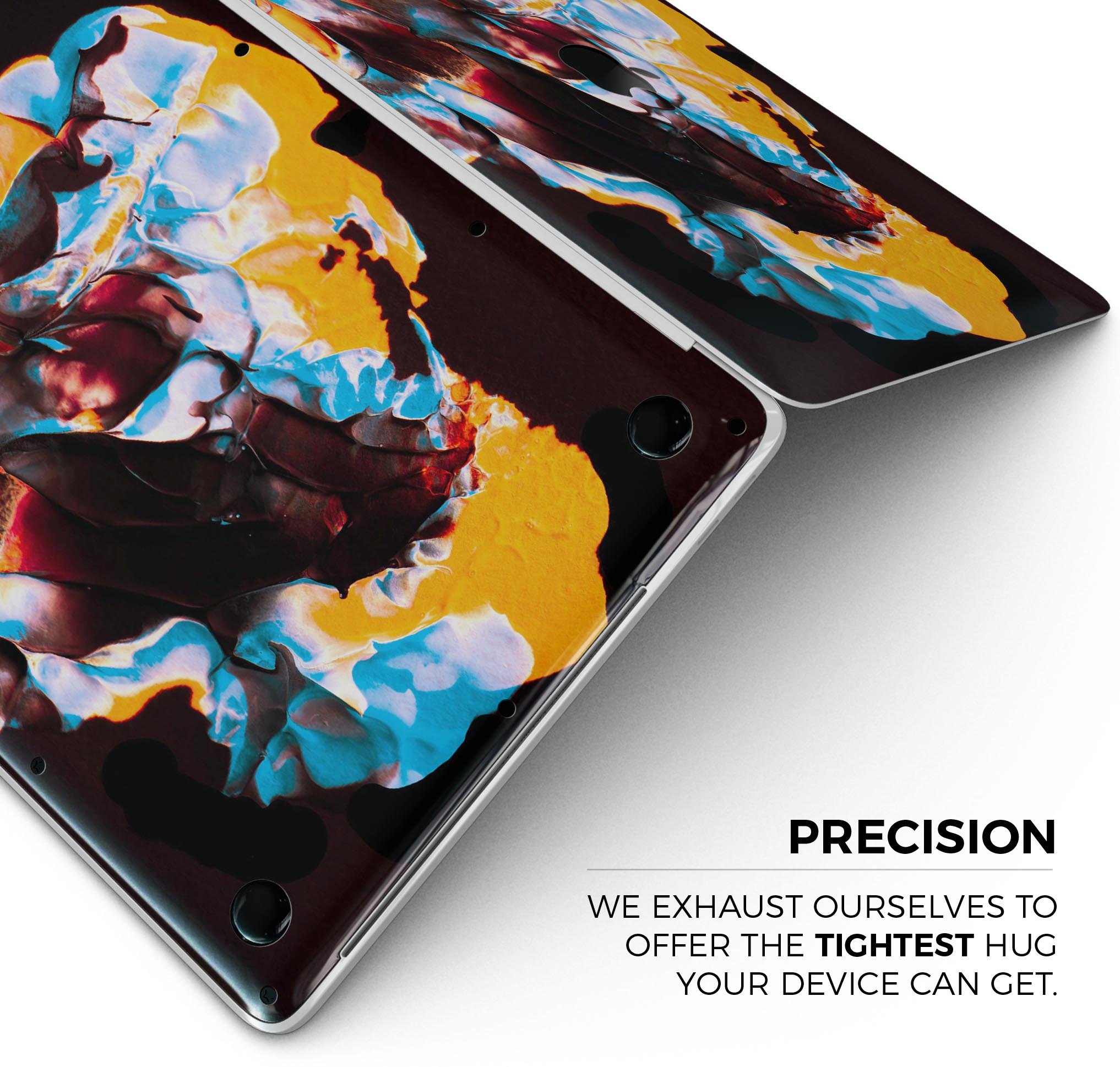 Liquid Abstract Paint V34 skin decal wrap kit for Apple MacBook, showcasing vibrant colors and a sleek design.