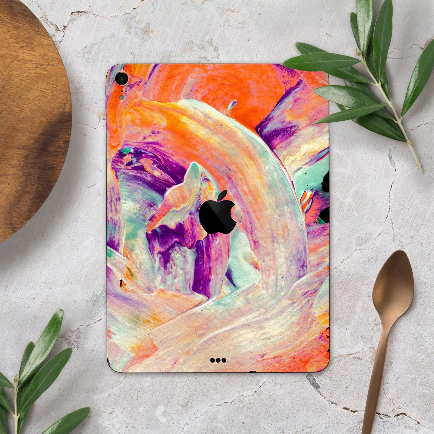 Liquid Abstract Paint V35 skin decal for Apple iPad, showcasing vibrant abstract design and premium 3M material.