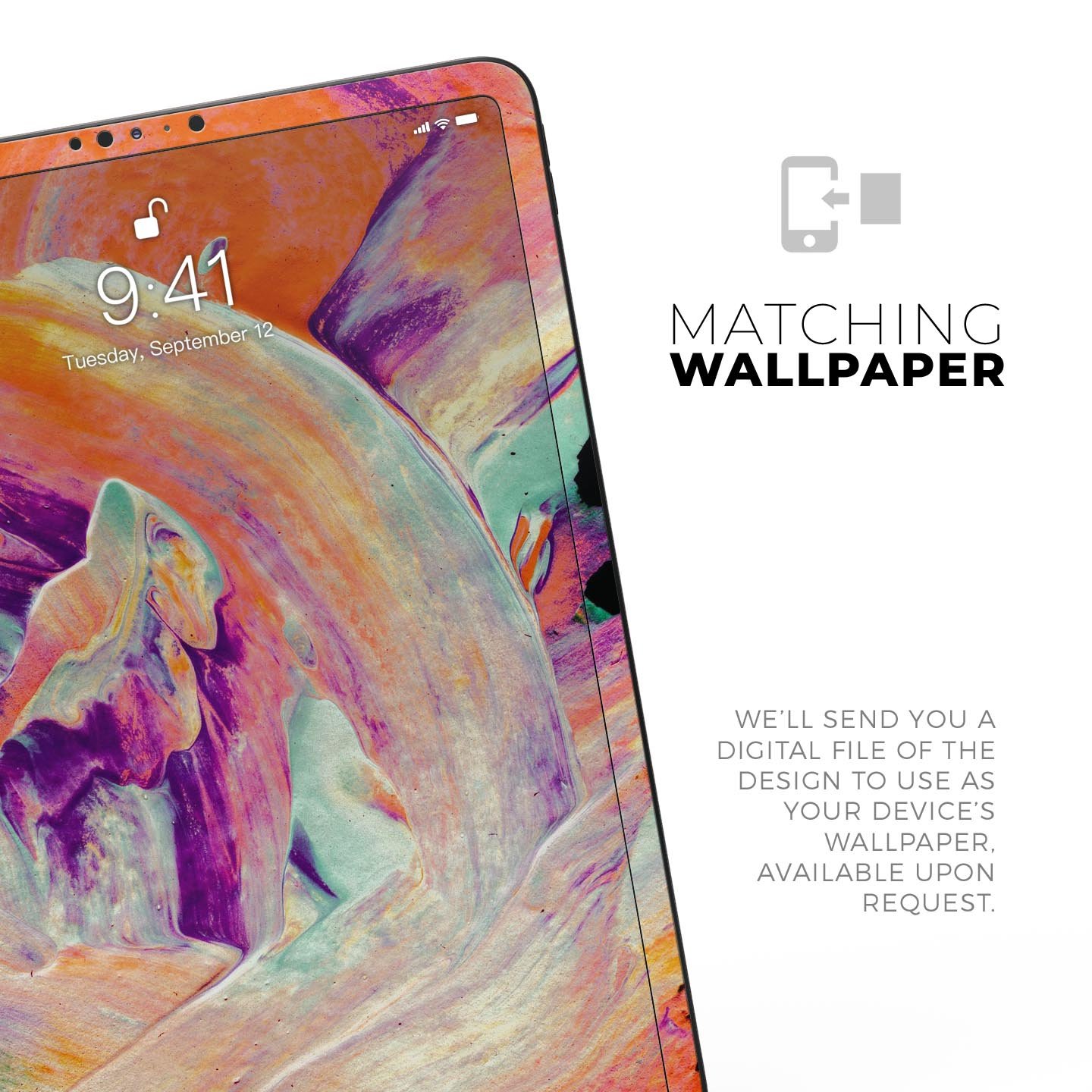 Liquid Abstract Paint V35 skin decal for Apple iPad, showcasing vibrant abstract design and premium 3M material.