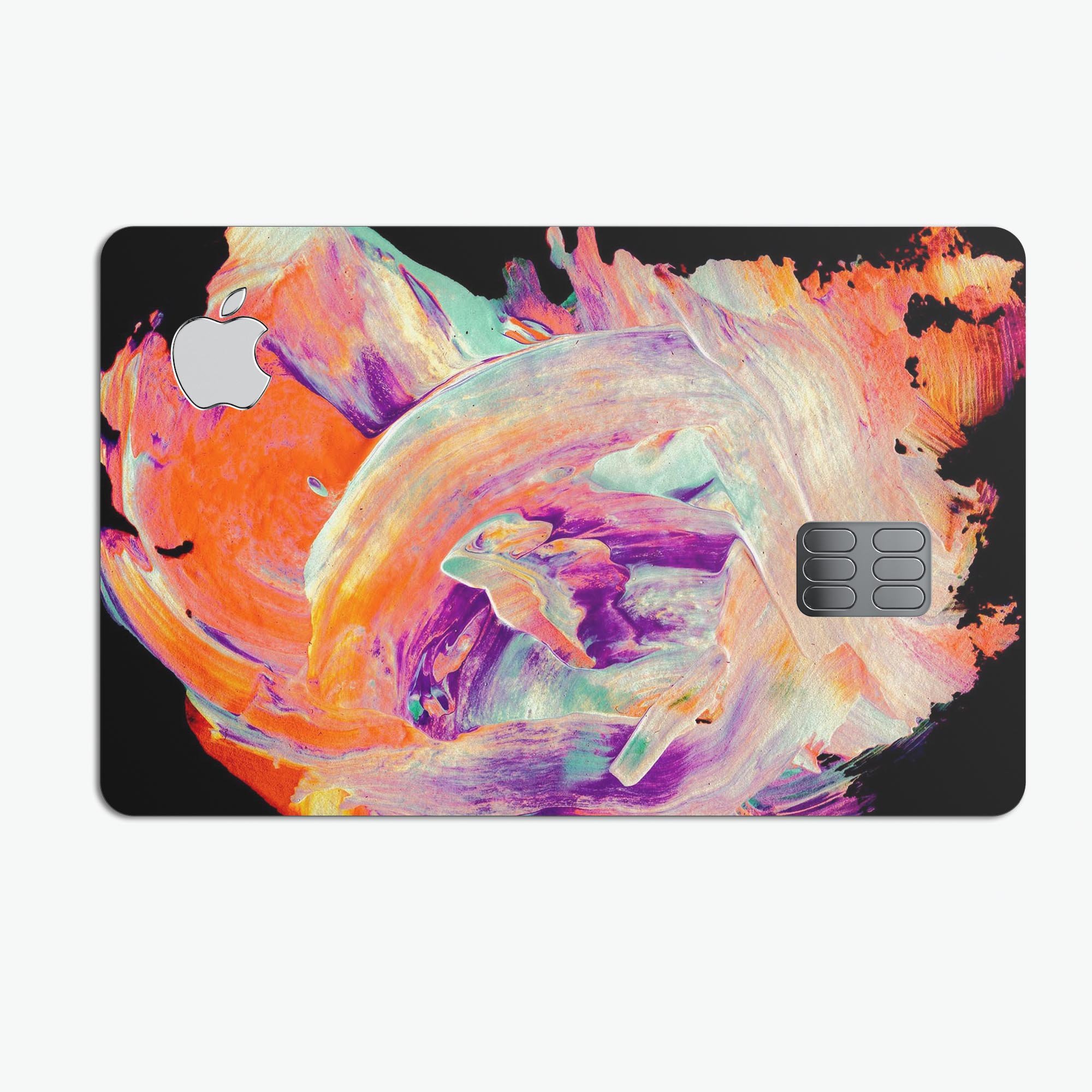 Liquid Abstract Paint V35 skin kit for Apple Card, showcasing premium vinyl design and finishes.