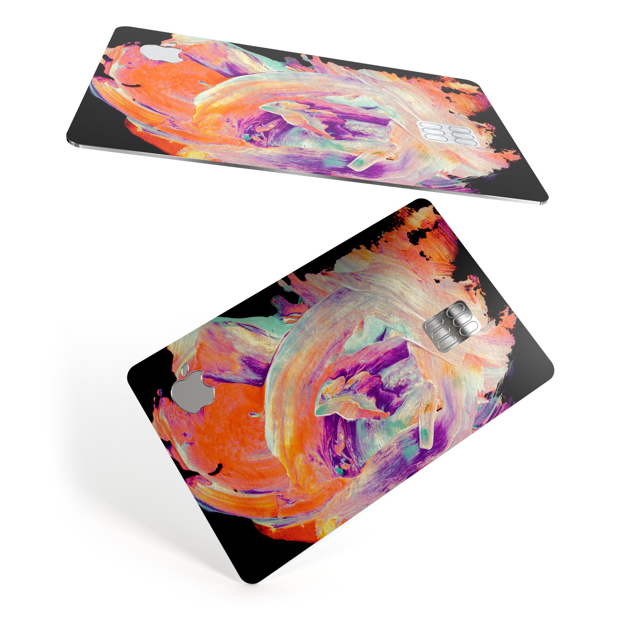 Liquid Abstract Paint V35 skin kit for Apple Card, showcasing premium vinyl design and finishes.