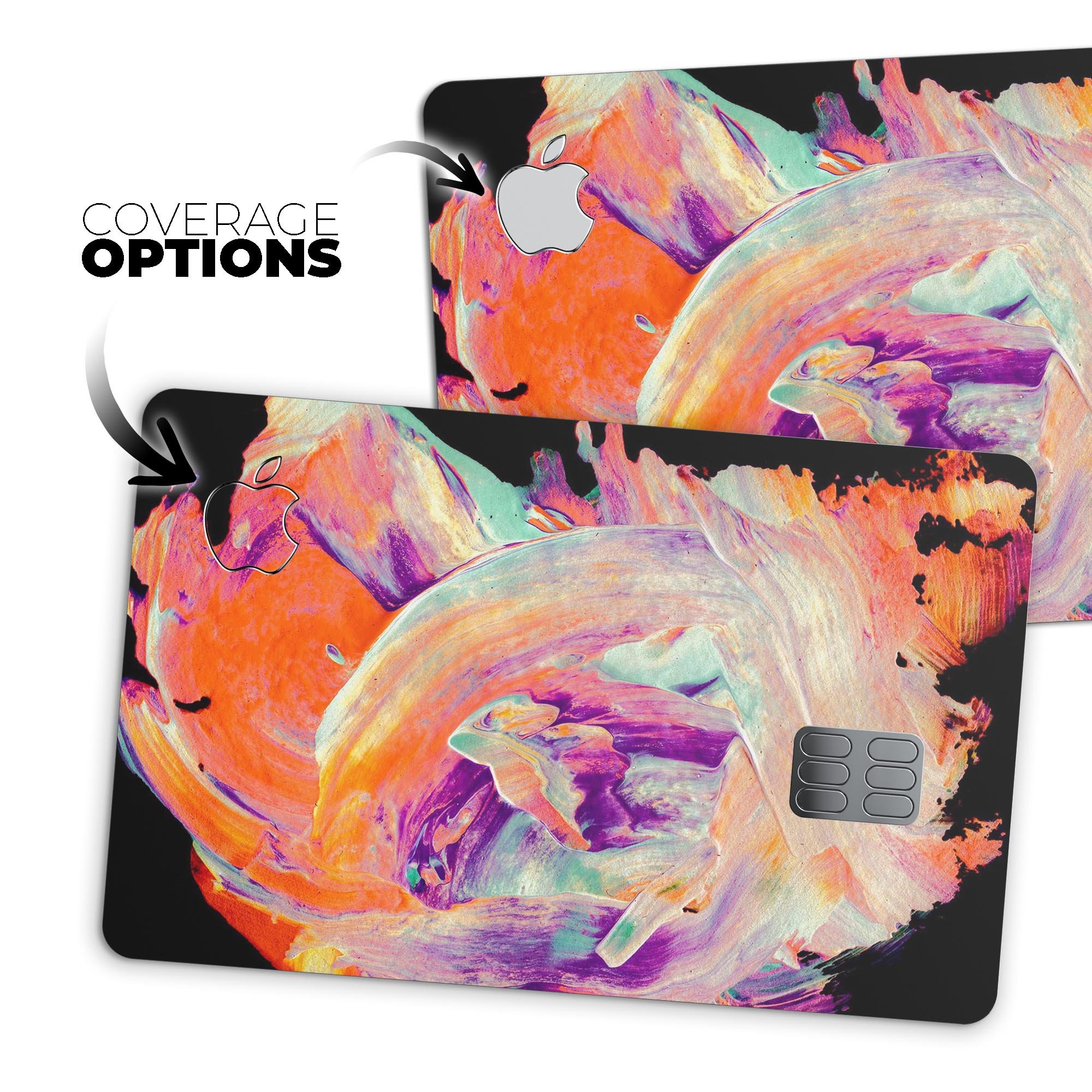 Liquid Abstract Paint V35 skin kit for Apple Card, showcasing premium vinyl design and finishes.