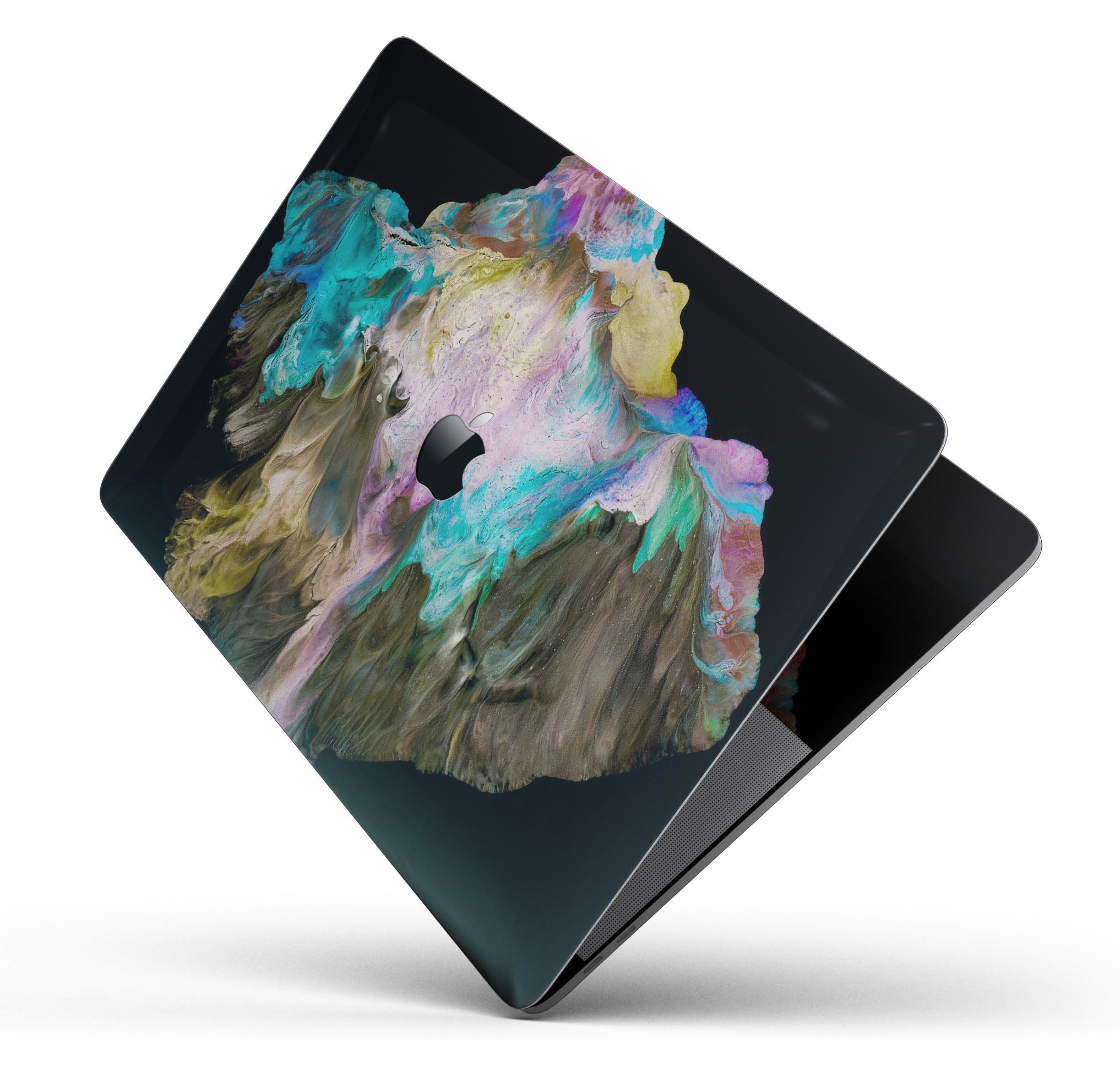 Liquid Abstract Paint V36 skin decal wrap kit for Apple MacBook, showcasing vibrant colors and a sleek design.