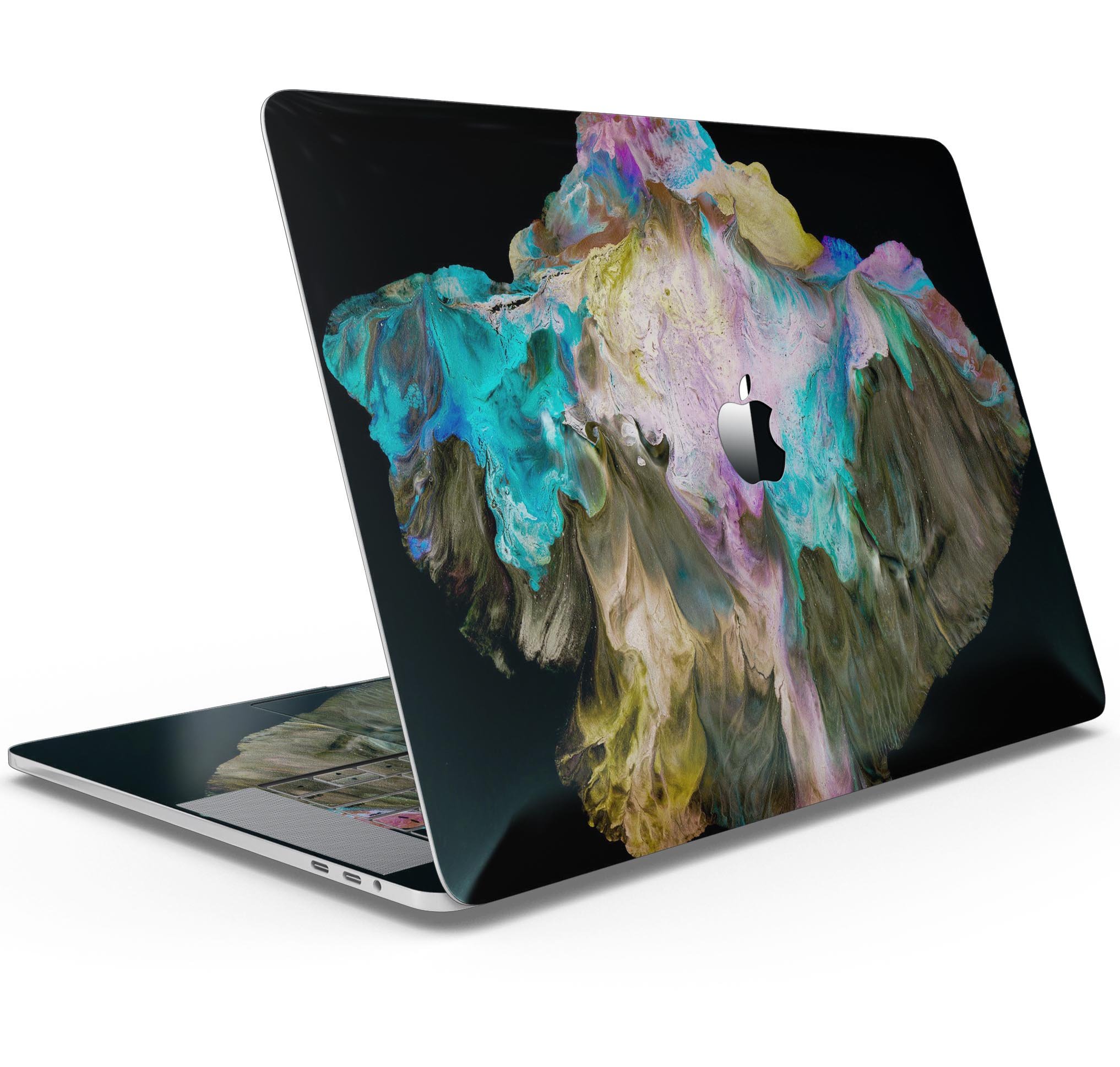 Liquid Abstract Paint V36 skin decal wrap kit for Apple MacBook, showcasing vibrant colors and a sleek design.