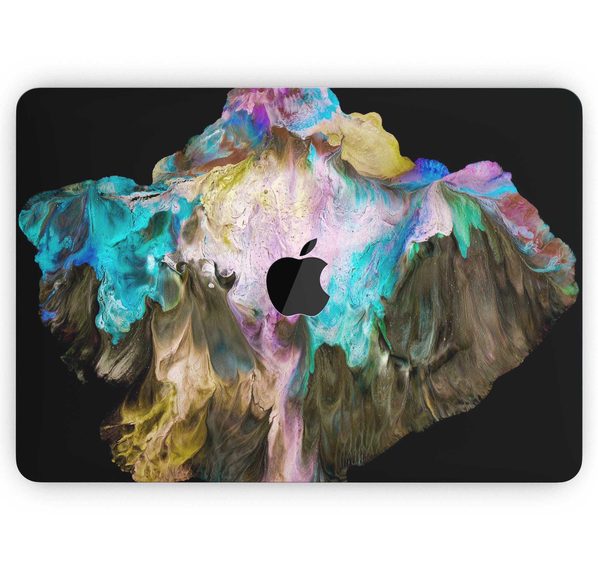 Liquid Abstract Paint V36 skin decal wrap kit for Apple MacBook, showcasing vibrant colors and a sleek design.