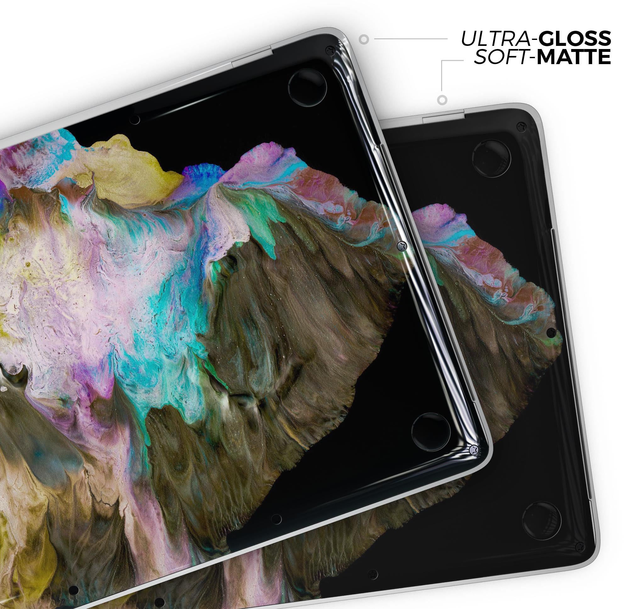 Liquid Abstract Paint V36 skin decal wrap kit for Apple MacBook, showcasing vibrant colors and a sleek design.