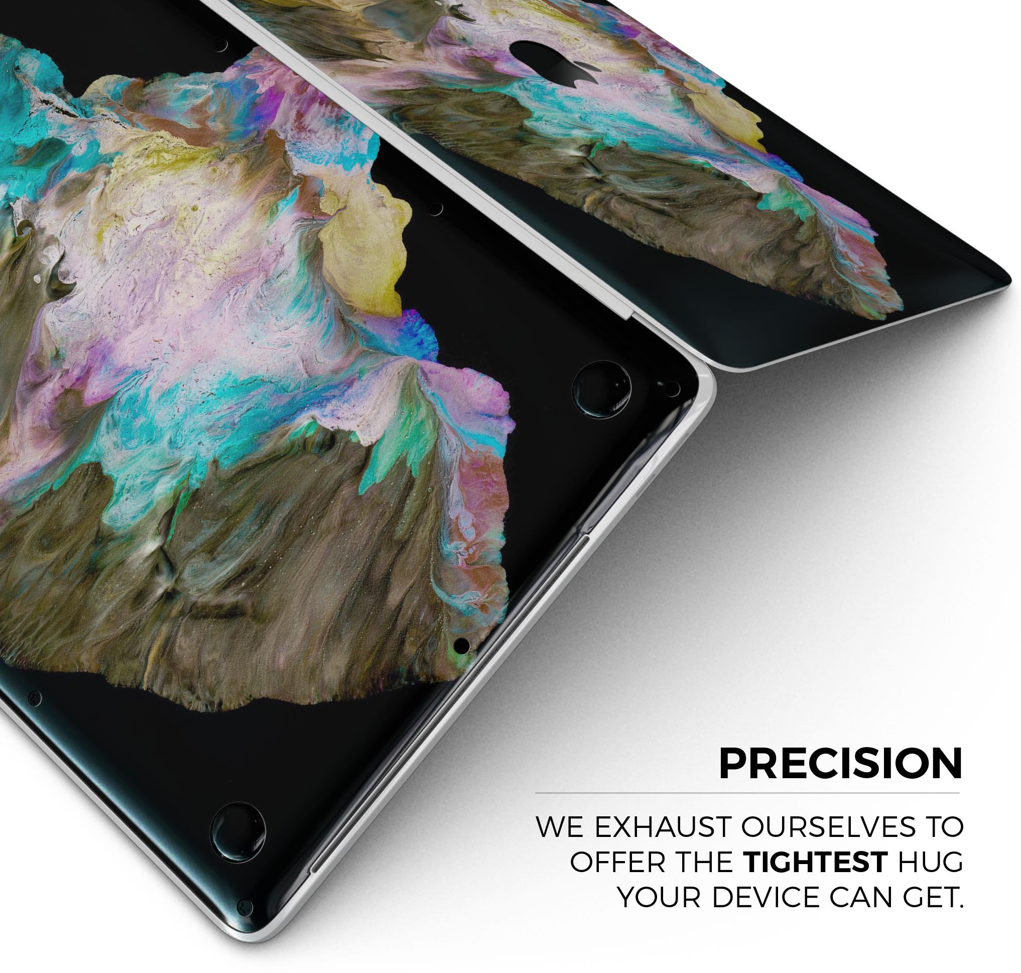 Liquid Abstract Paint V36 skin decal wrap kit for Apple MacBook, showcasing vibrant colors and a sleek design.