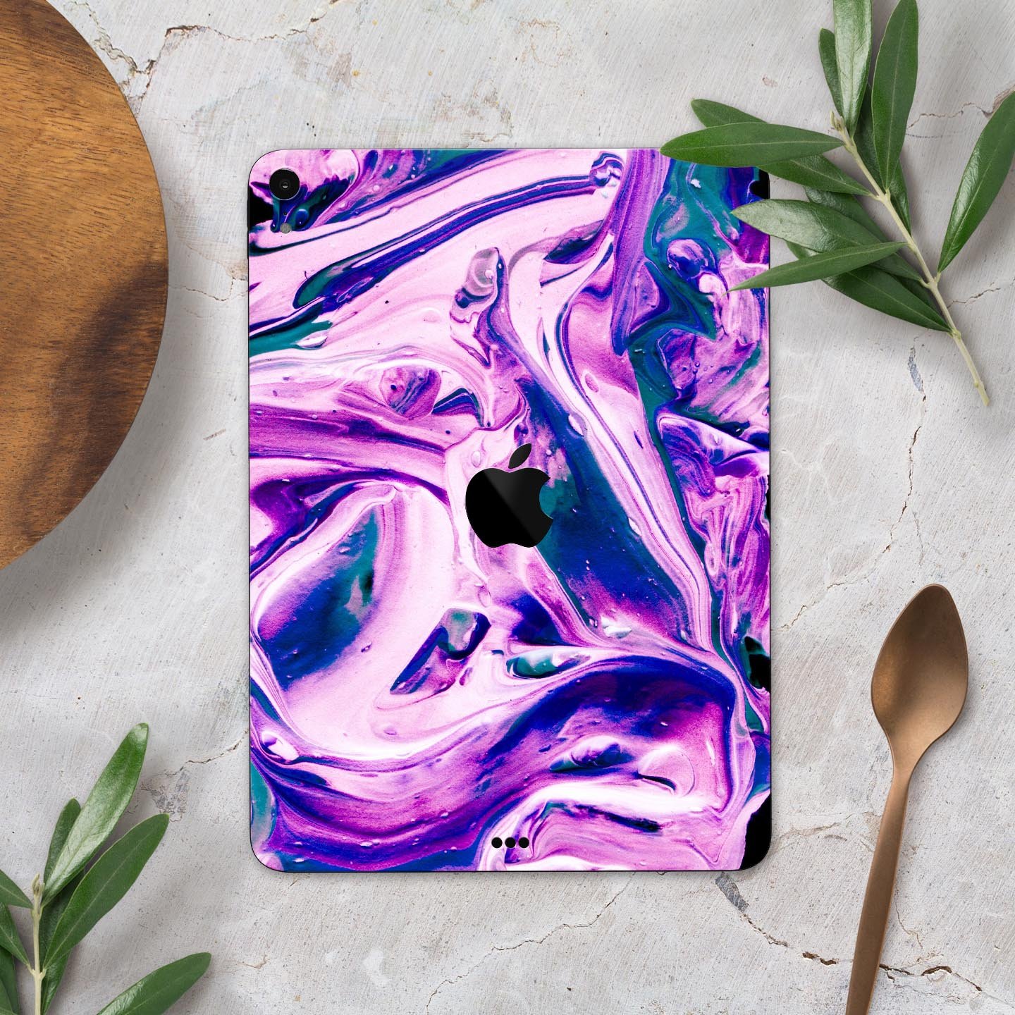 Liquid Abstract Paint V37 skin decal for Apple iPad, showcasing vibrant colors and a sleek design for full body protection.