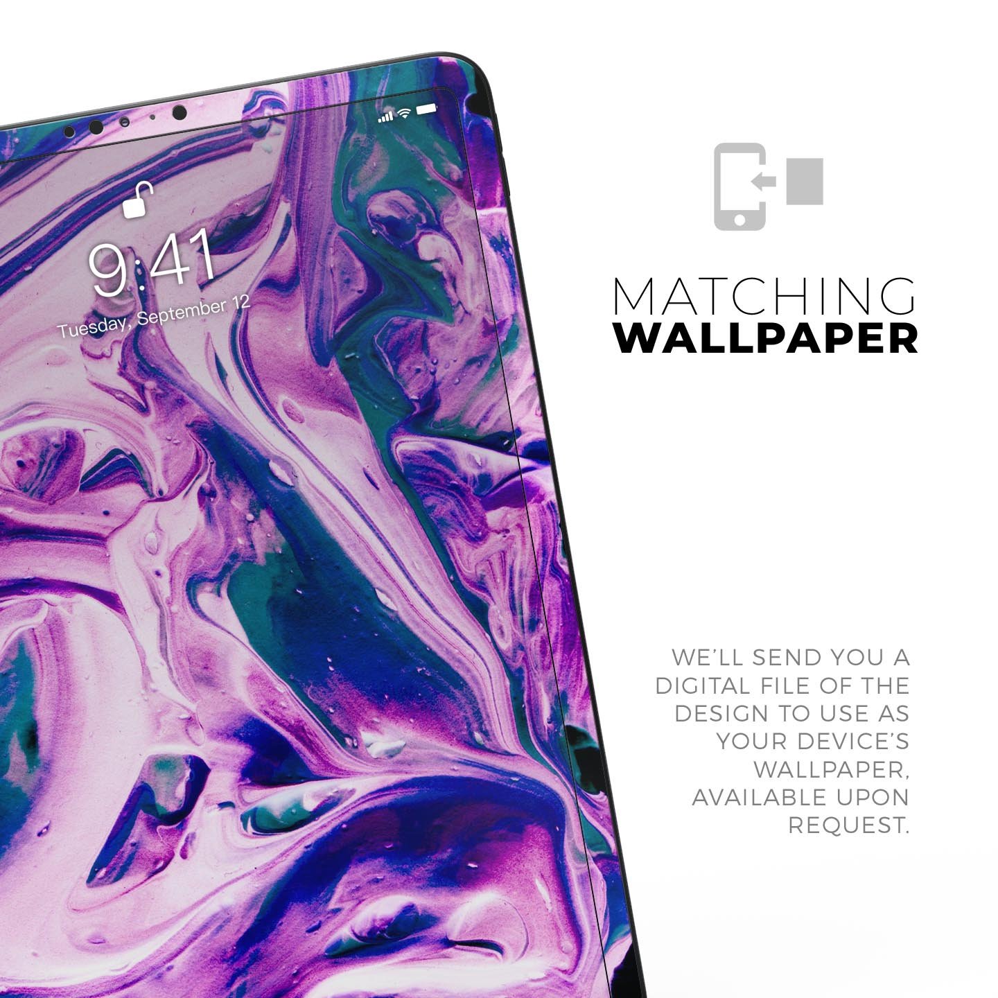 Liquid Abstract Paint V37 skin decal for Apple iPad, showcasing vibrant colors and a sleek design for full body protection.