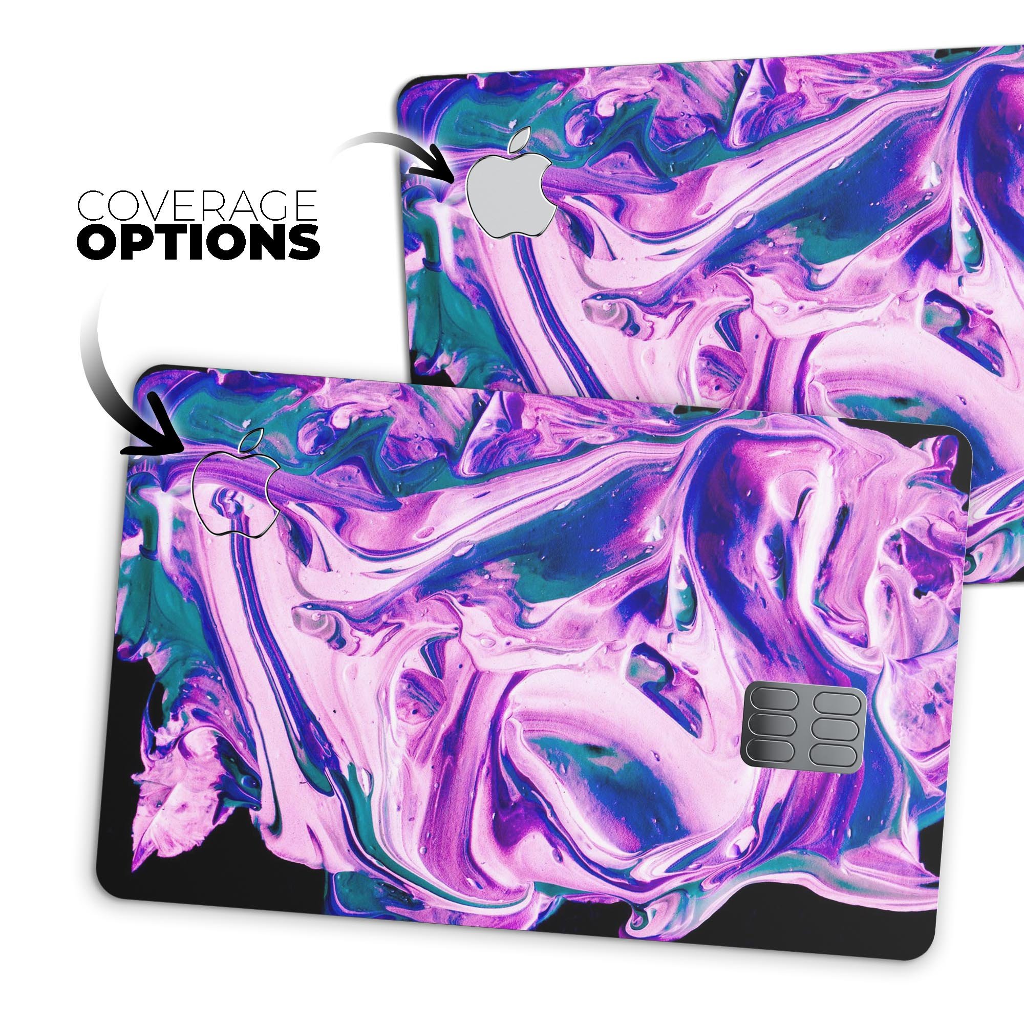 Liquid Abstract Paint V37 skin kit for Apple Card, showcasing premium vinyl design with ultra-gloss finish.