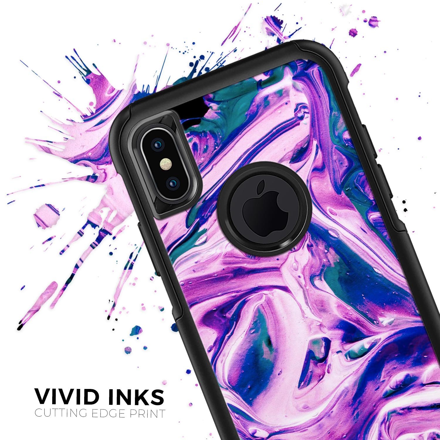 Liquid Abstract Paint V37 Skin Kit for iPhone OtterBox cases featuring vibrant abstract design and premium 3M materials.