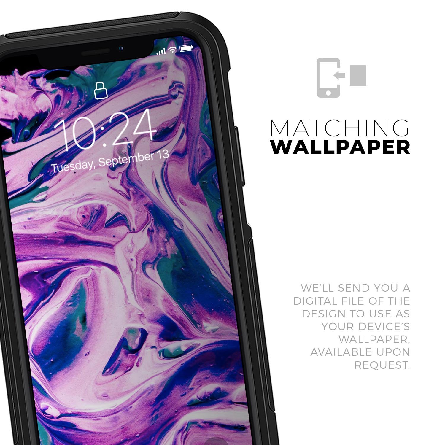 Liquid Abstract Paint V37 Skin Kit for iPhone OtterBox cases featuring vibrant abstract design and premium 3M materials.