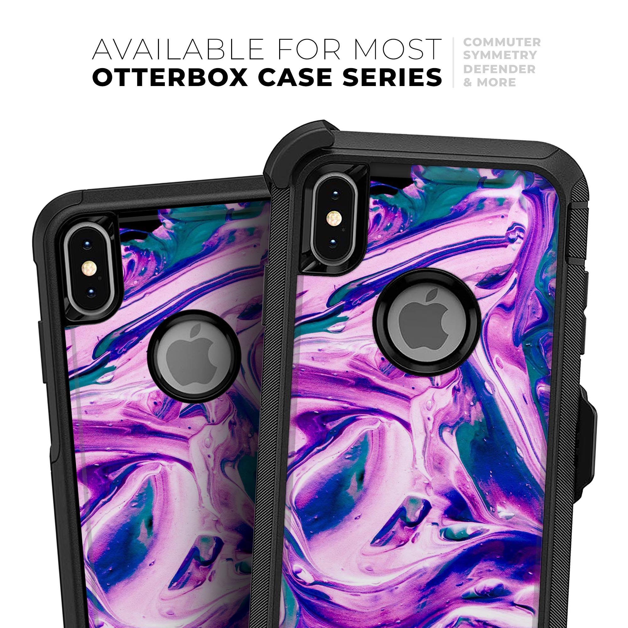 Liquid Abstract Paint V37 Skin Kit for iPhone OtterBox cases featuring vibrant abstract design and premium 3M materials.