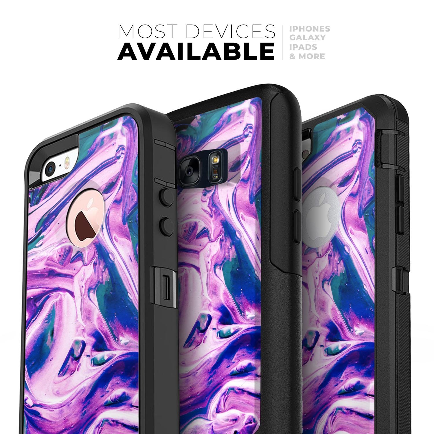 Liquid Abstract Paint V37 Skin Kit for iPhone OtterBox cases featuring vibrant abstract design and premium 3M materials.