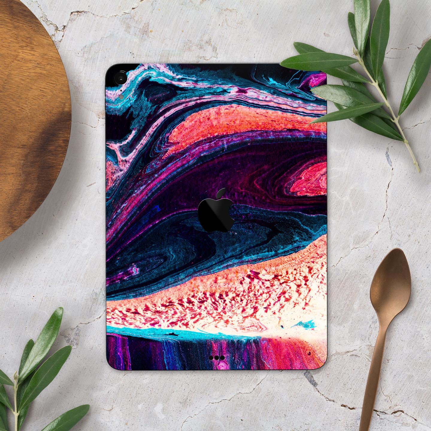 Liquid Abstract Paint V38 skin decal for Apple iPad, showcasing vibrant abstract design and premium 3M material.