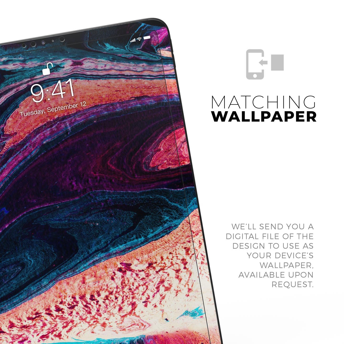 Liquid Abstract Paint V38 skin decal for Apple iPad, showcasing vibrant abstract design and premium 3M material.