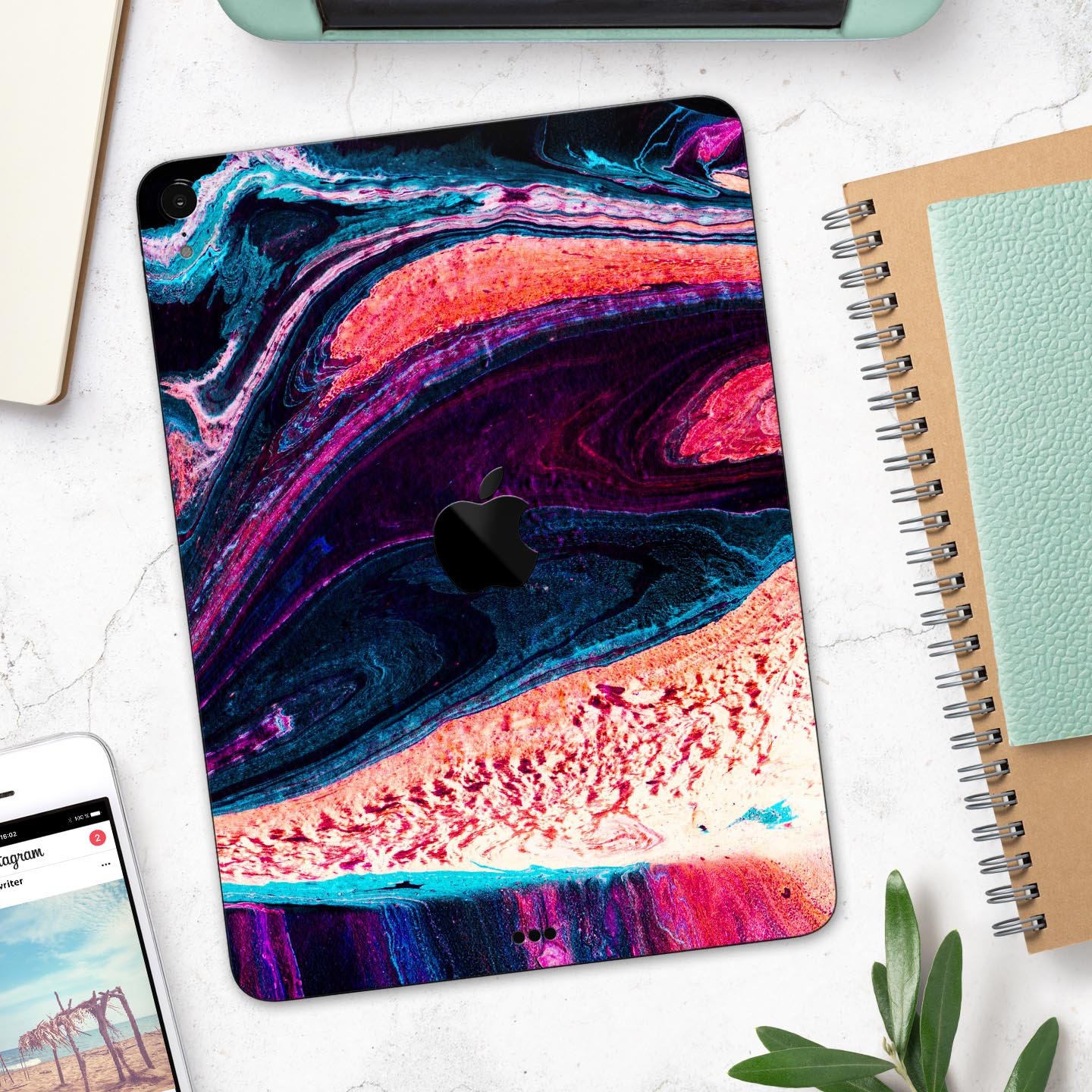 Liquid Abstract Paint V38 skin decal for Apple iPad, showcasing vibrant abstract design and premium 3M material.