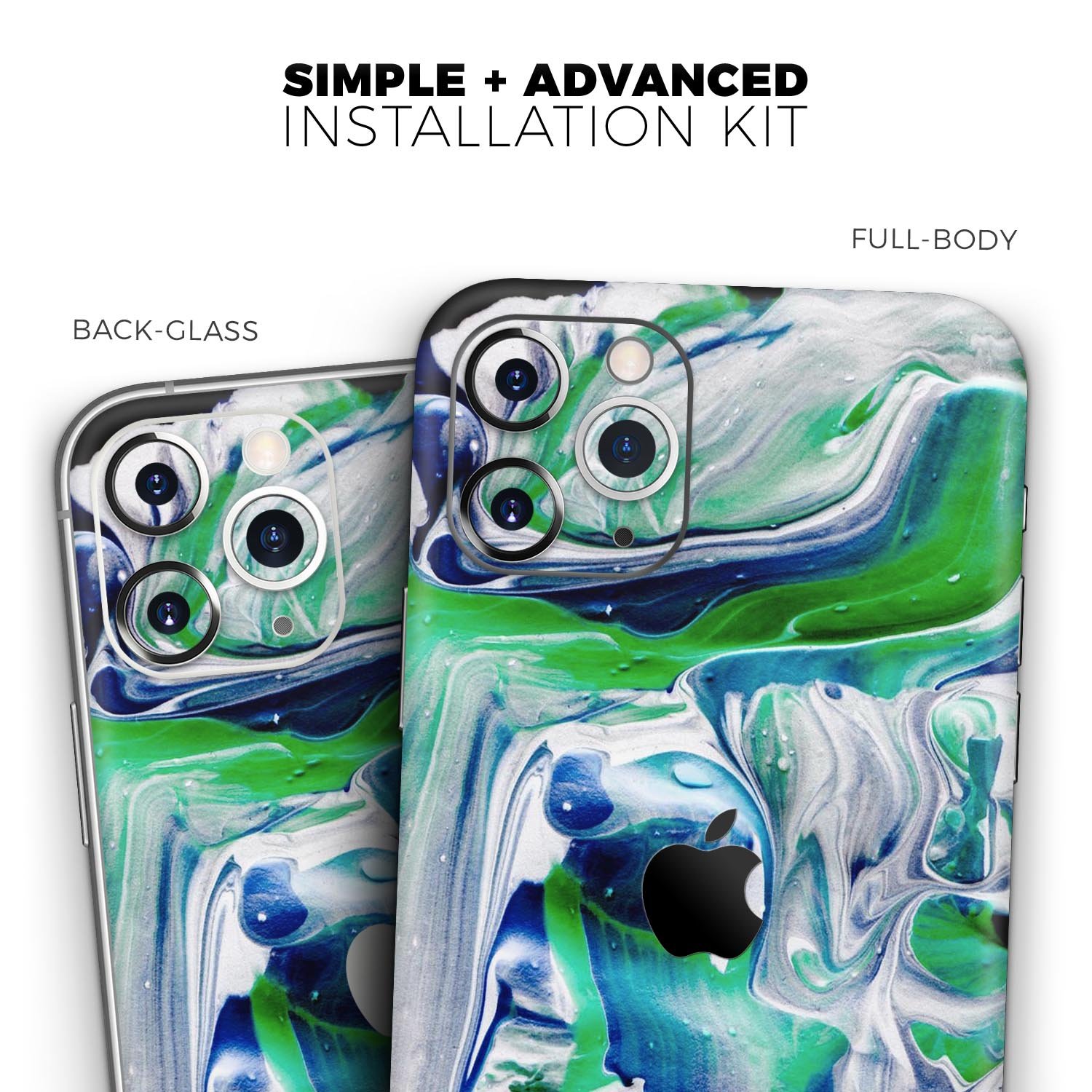 Liquid Abstract Paint V39 skin for Apple iPhone, showcasing vibrant colors and a sleek design.