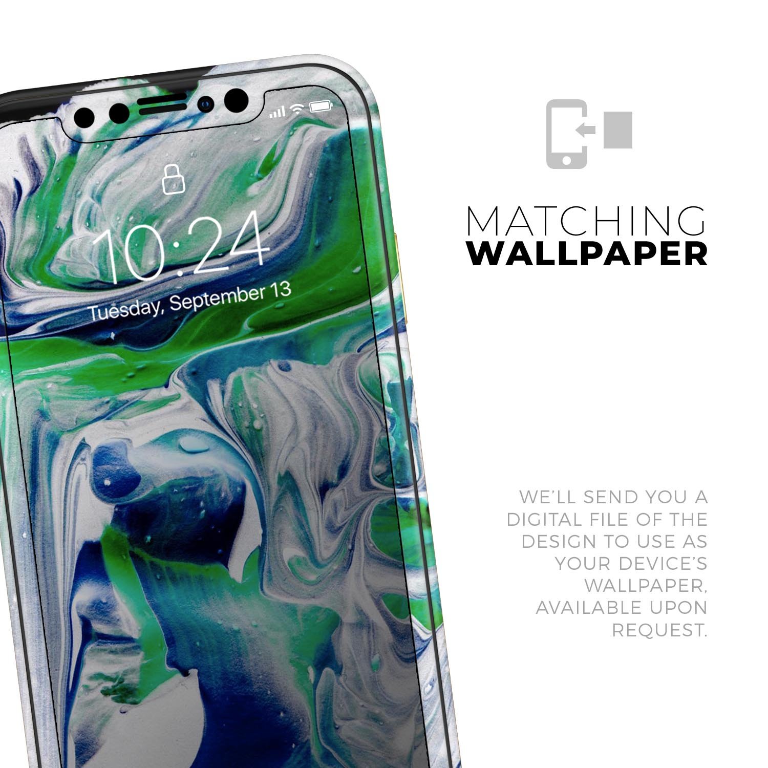 Liquid Abstract Paint V39 skin for Apple iPhone, showcasing vibrant colors and a sleek design.