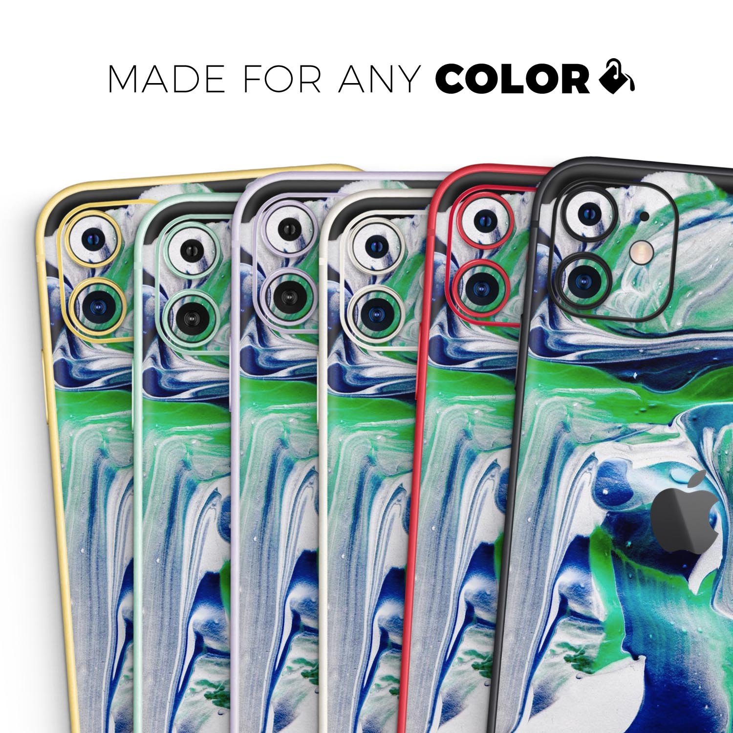 Liquid Abstract Paint V39 skin for Apple iPhone, showcasing vibrant colors and a sleek design.