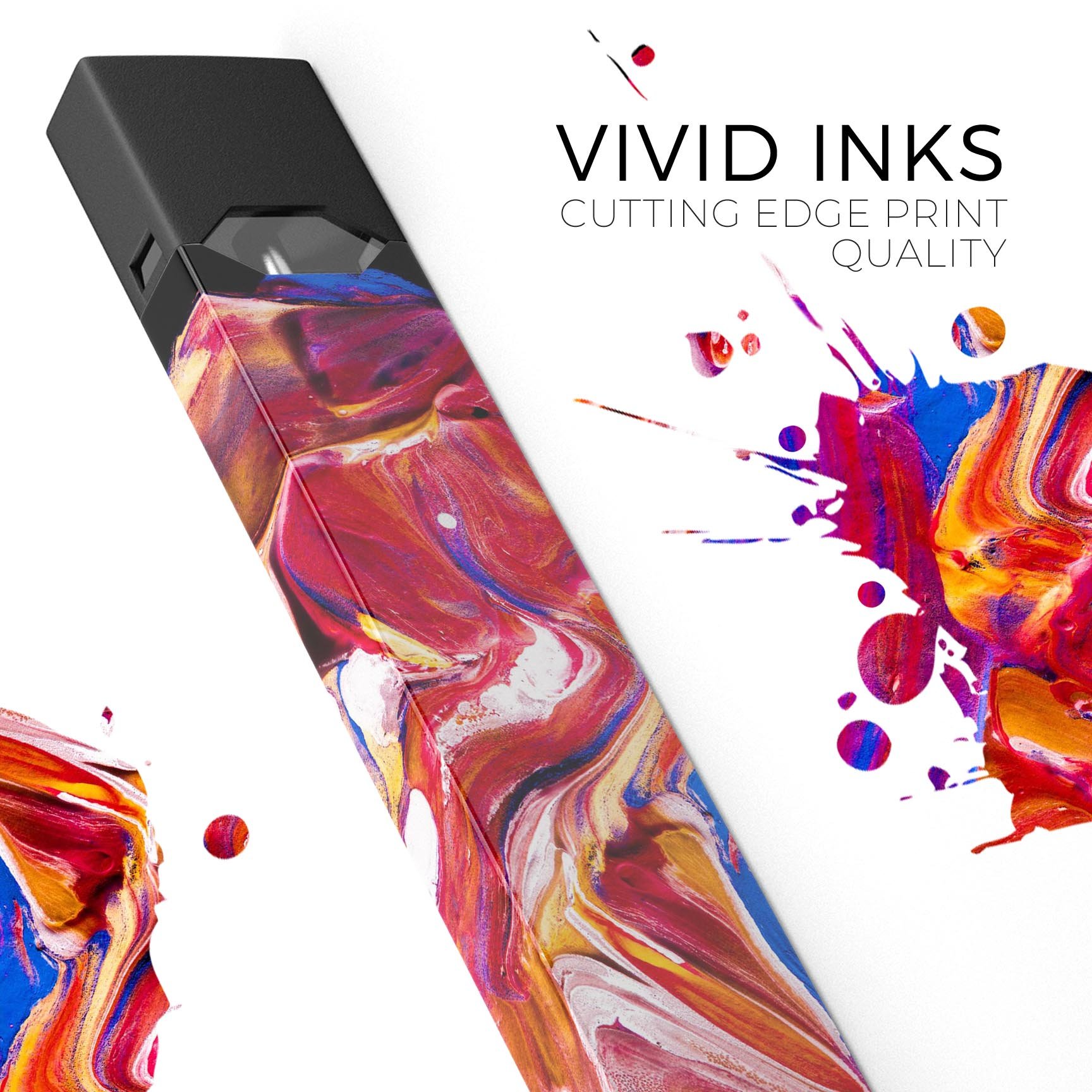 Liquid Abstract Paint V44 skin-wrap sticker designed for JUUL vaping device, showcasing vibrant colors and a sleek design.