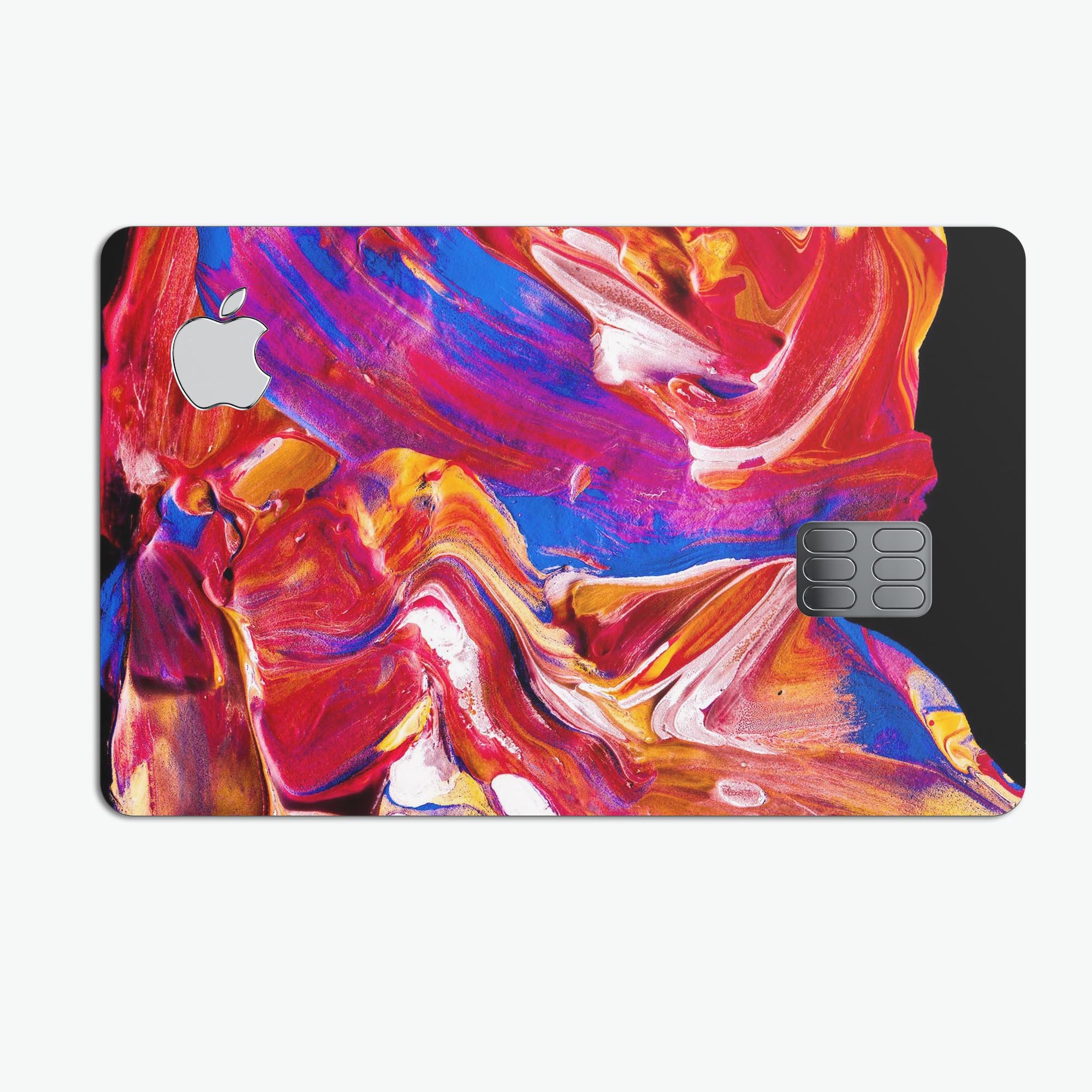 Liquid Abstract Paint V44 skin kit for Apple Card, showcasing premium vinyl design with ultra-gloss and soft-matte finish options.