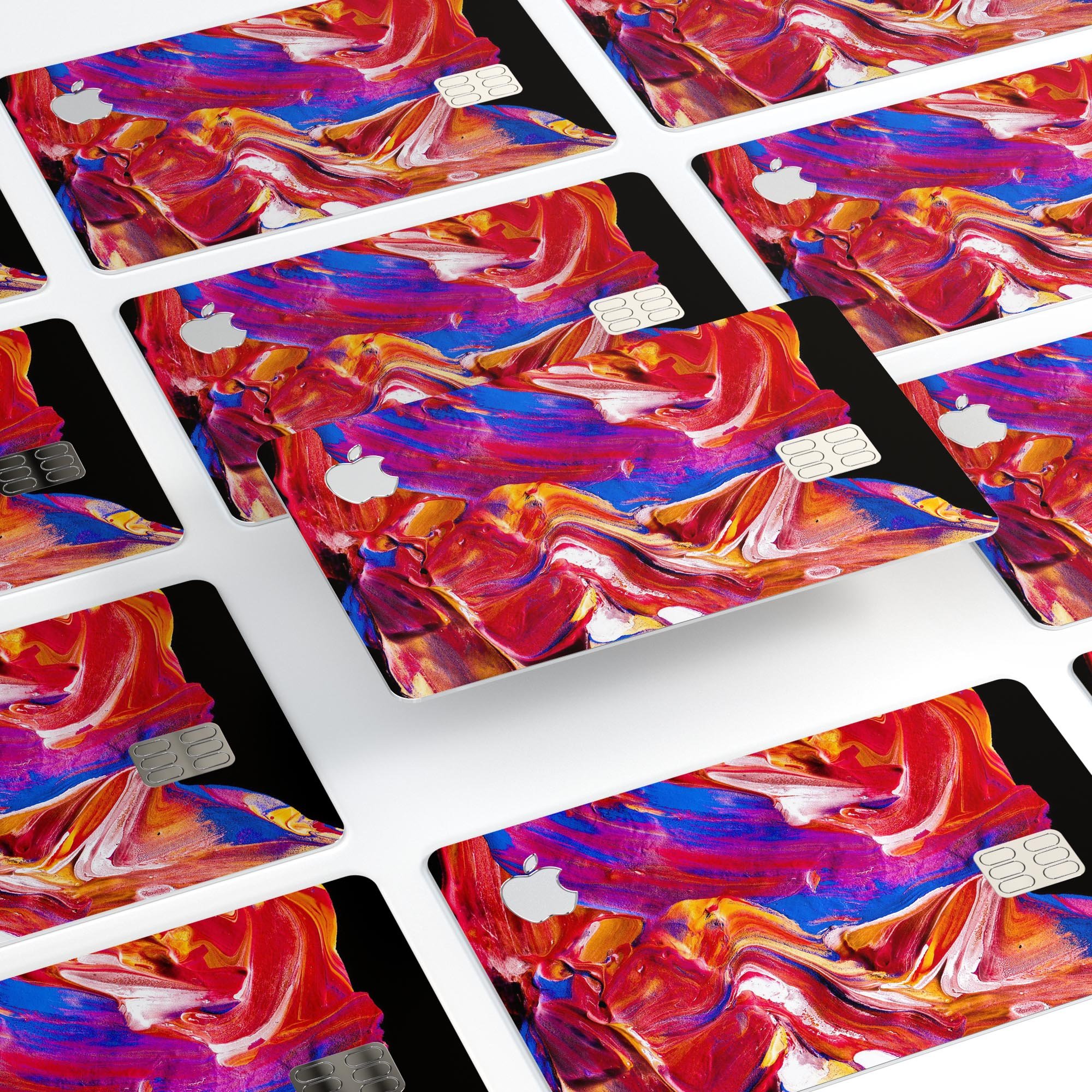 Liquid Abstract Paint V44 skin kit for Apple Card, showcasing premium vinyl design with ultra-gloss and soft-matte finish options.