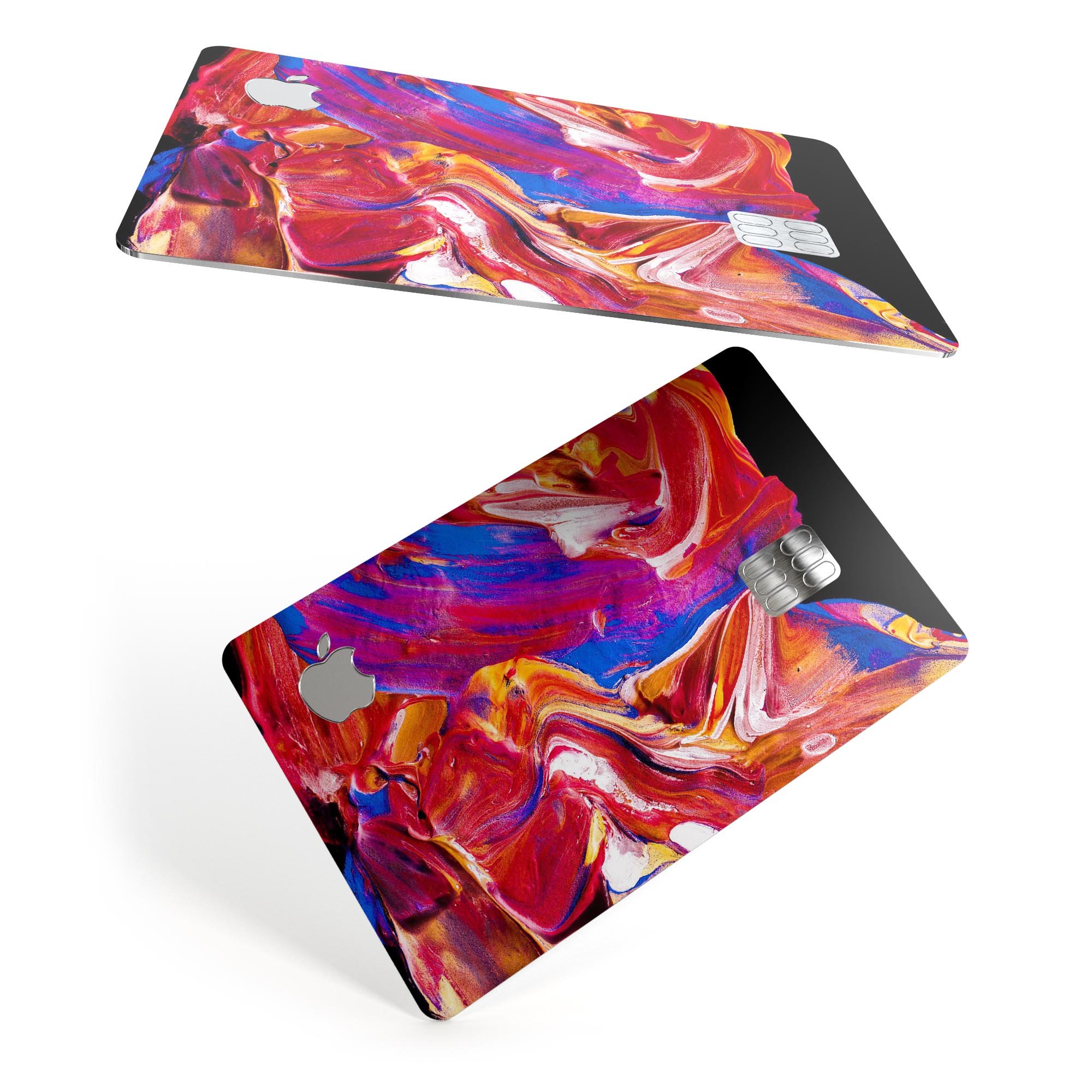 Liquid Abstract Paint V44 skin kit for Apple Card, showcasing premium vinyl design with ultra-gloss and soft-matte finish options.